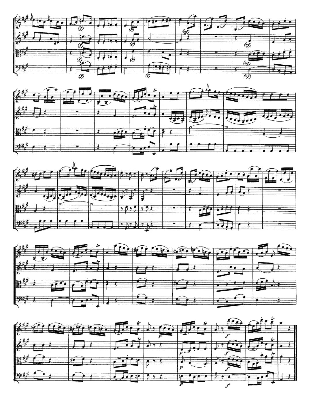 Mozart《Quartet No.9 in A Major,K.169》（总谱）