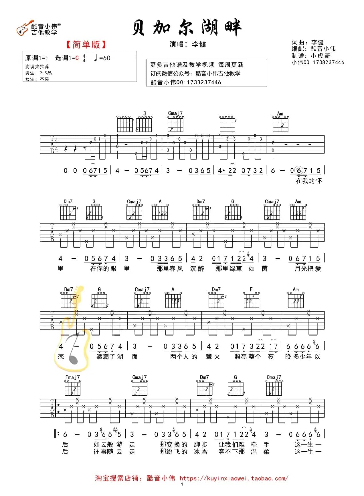 贝加尔湖畔（酷音小伟简单版）