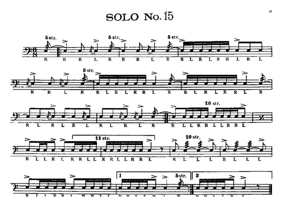美国军鼓 SOLO No.11-15（爵士鼓谱）
