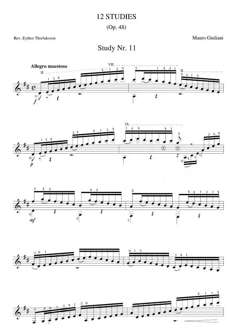 Mauro Giuliani《12 Studies,Op.48》（STUDY 11）