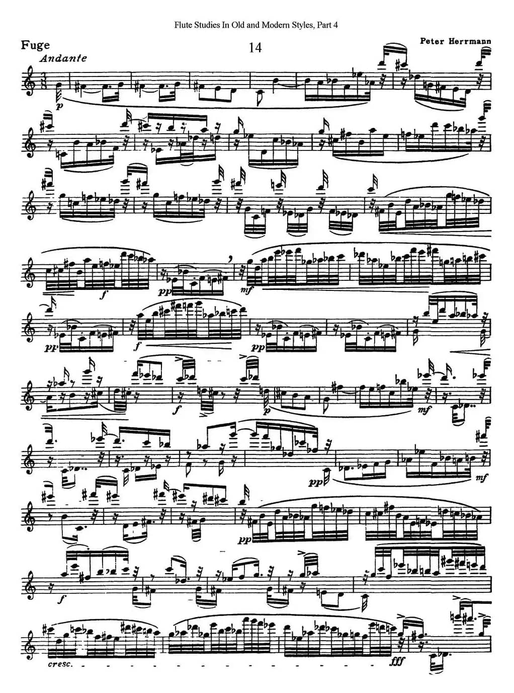 斯勒新老风格长笛练习重奏曲（第四部分）（NO.14-NO.15）