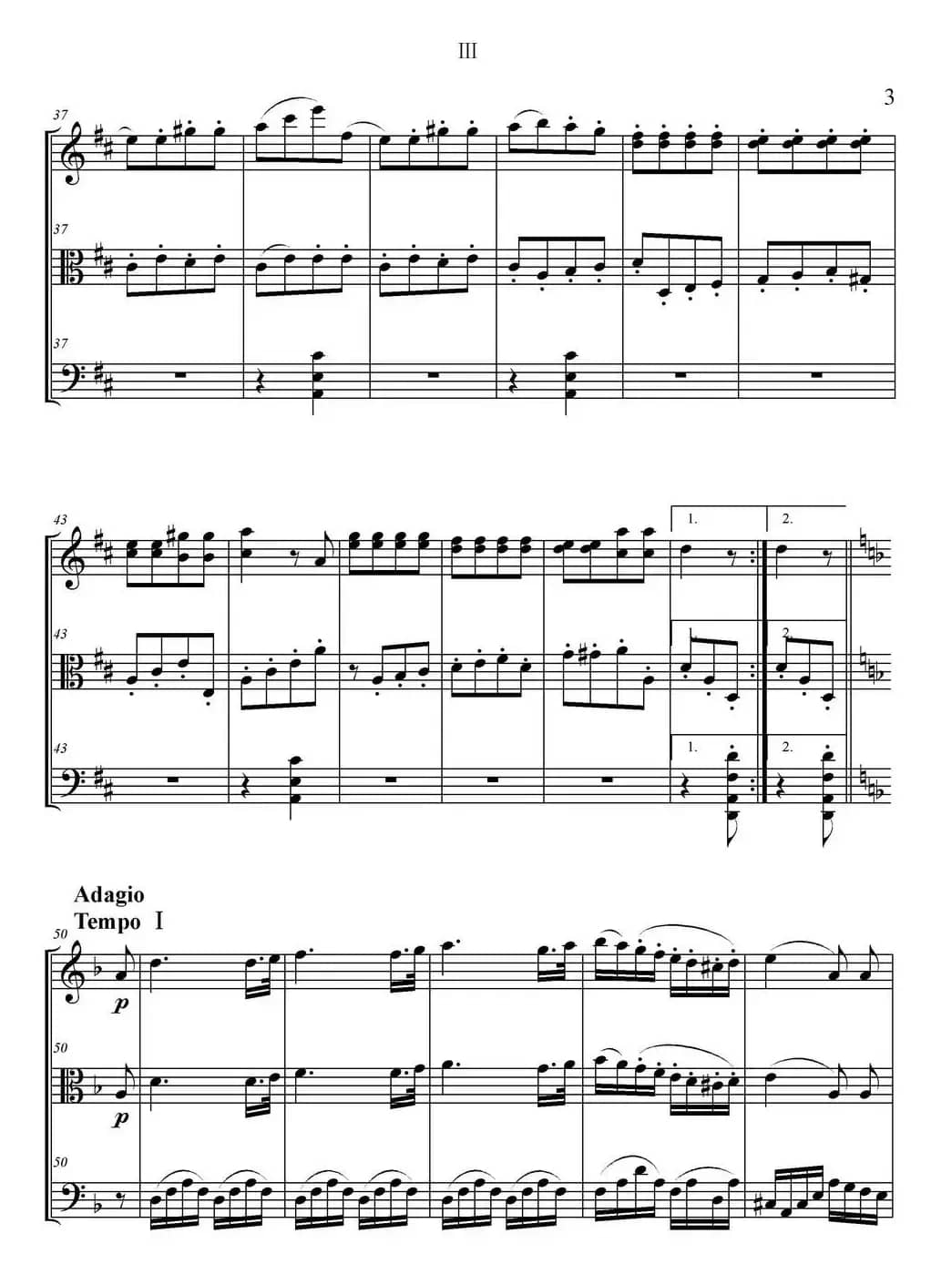 Serenate（String Trio）（D大调弦乐三重奏Op.8,III）