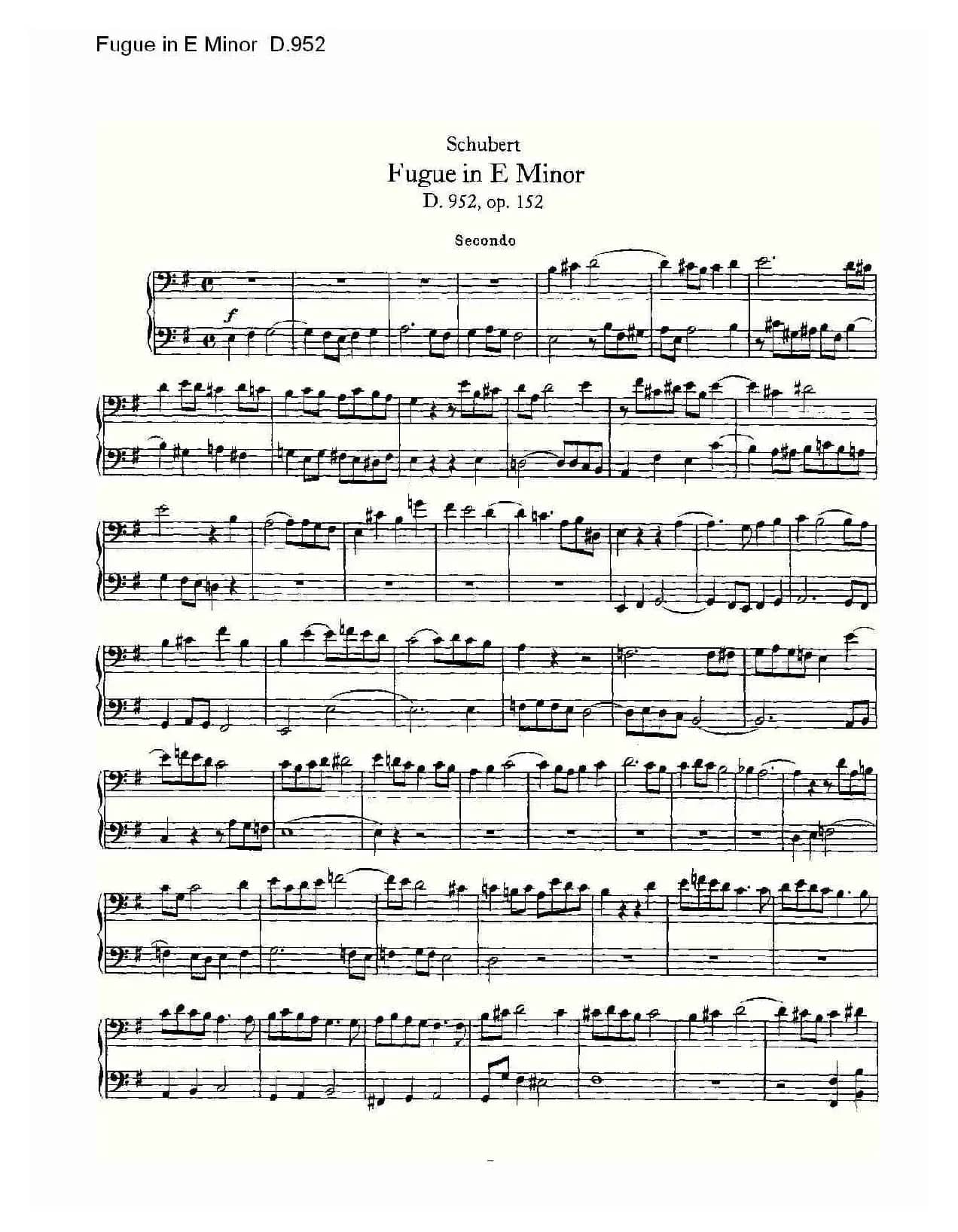 Fugue in E Minor D.952（E小调赋格曲 D.952）