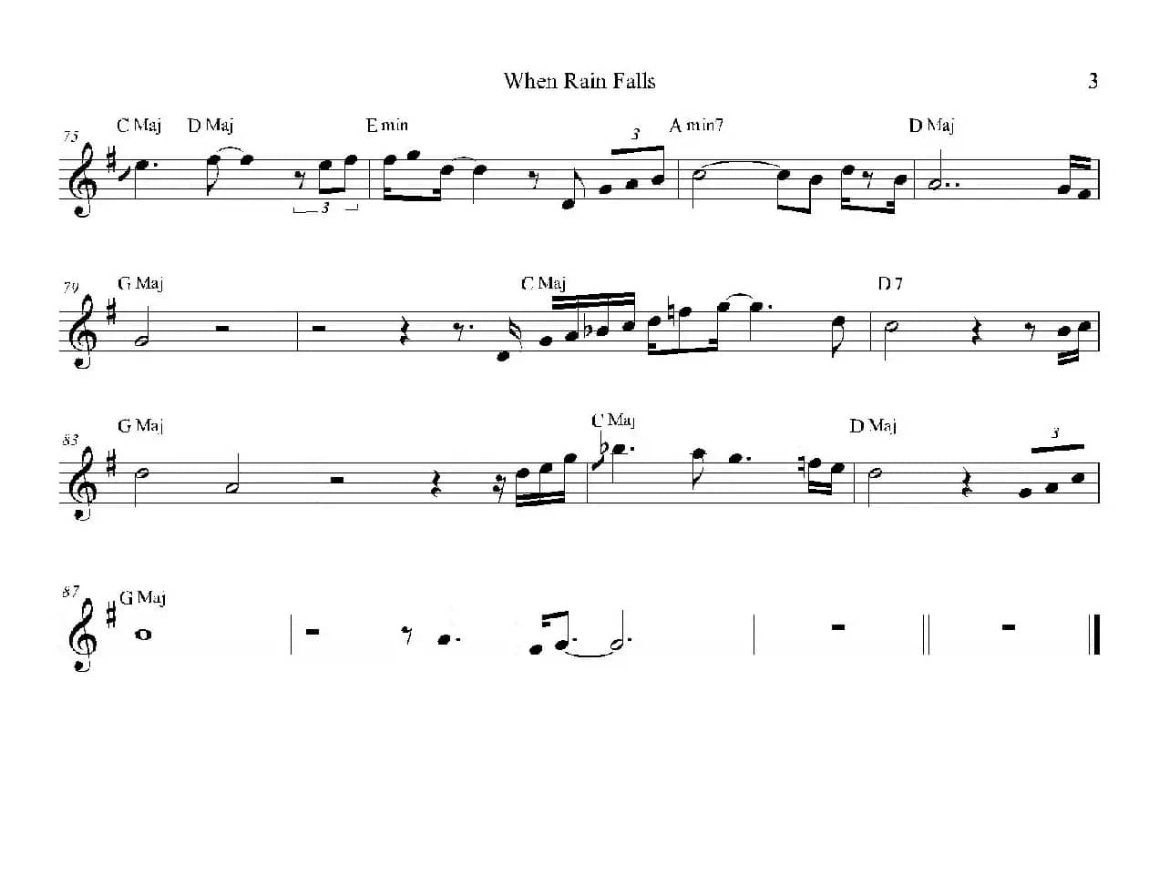 When Rain Falls（次中音萨克斯）