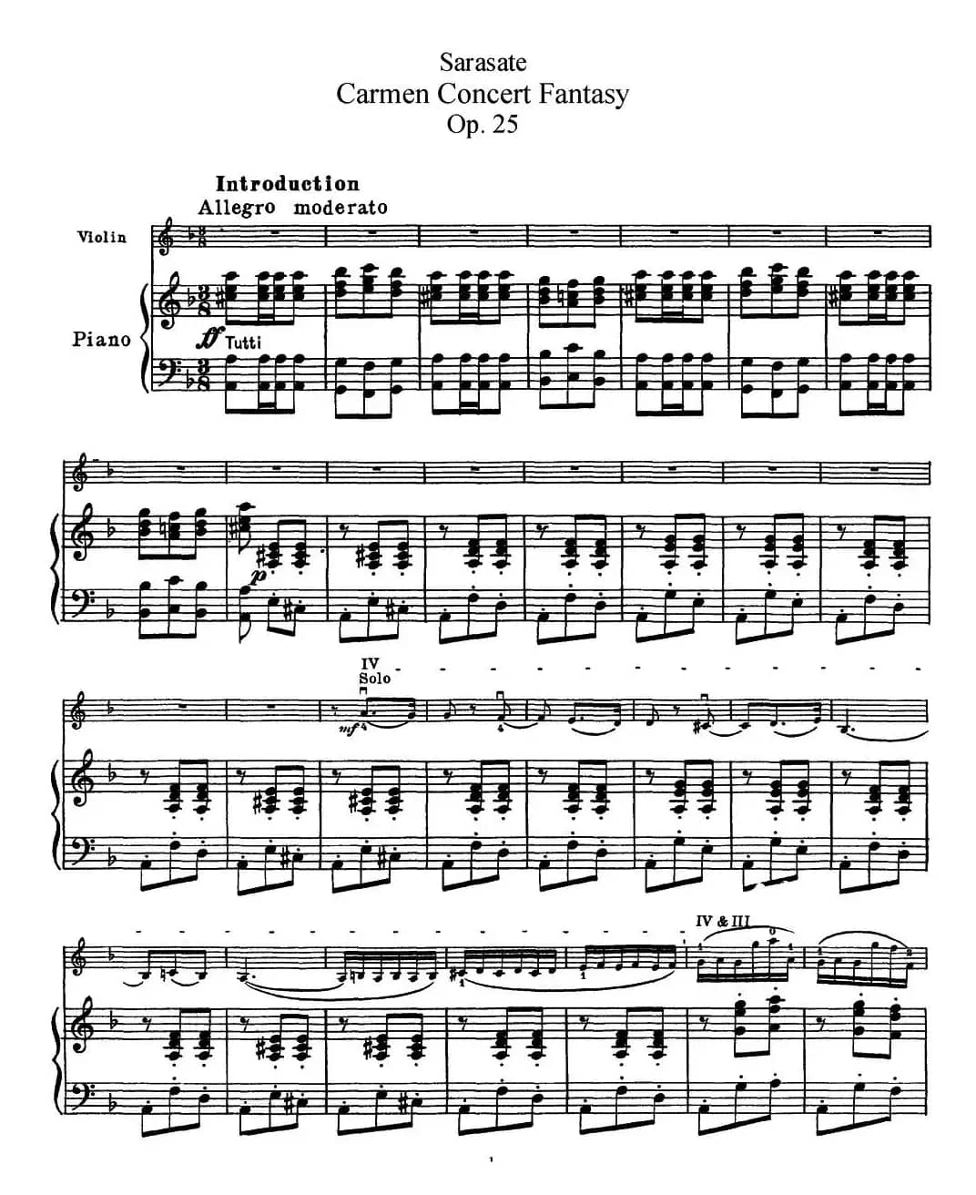 Carmen Concert Fantast Op.25（序曲）（小提琴+钢琴伴奏）
