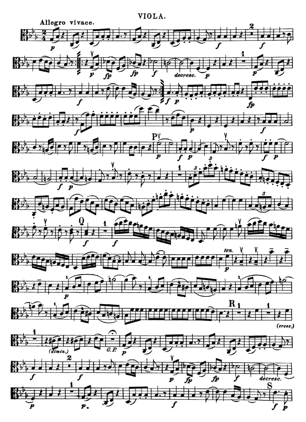 Mozart《Quartet No.16 in Eb Major,K.428》（Viola分谱）