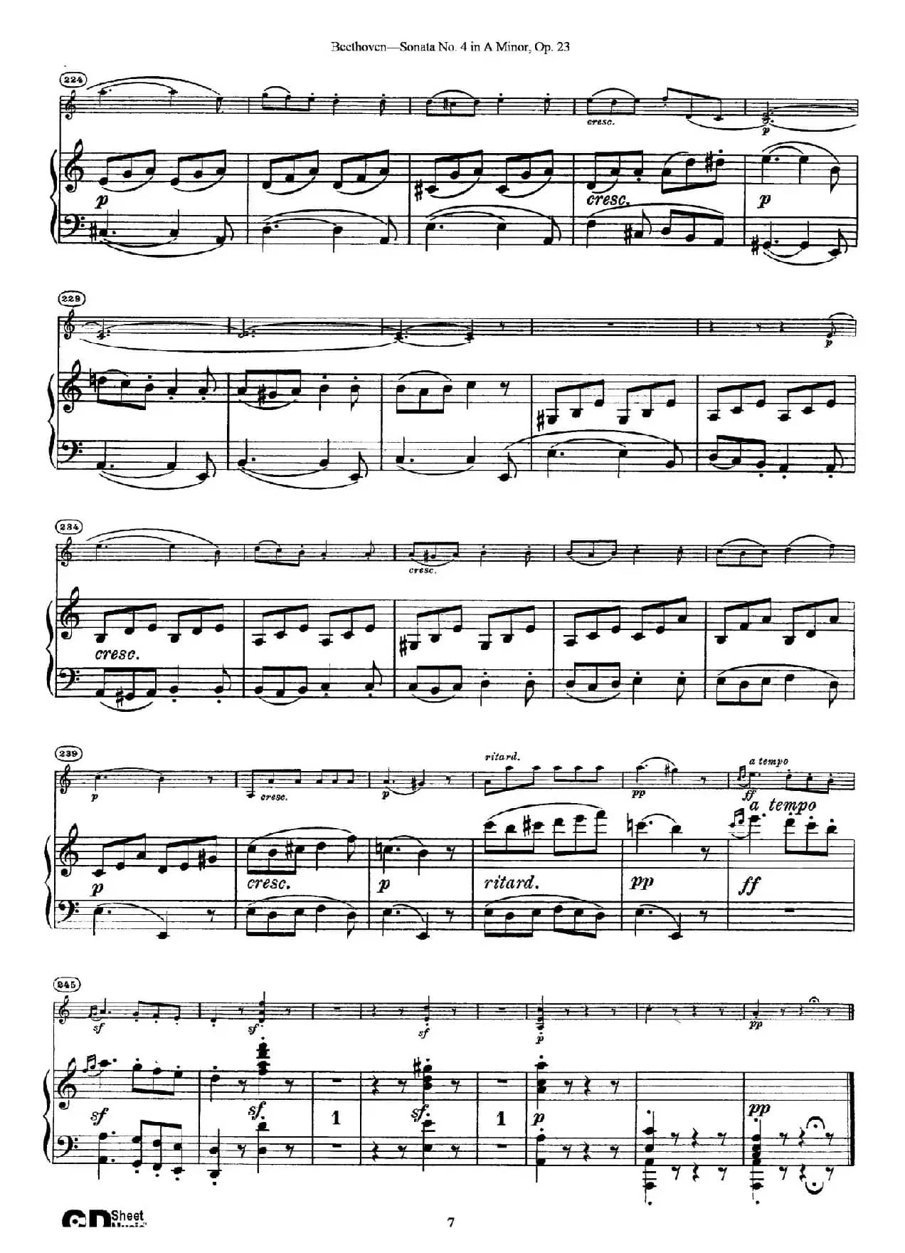 A小调第四小提琴奏鸣曲（Sonata No.4 in A Minor Op.23）（小提琴+钢琴伴奏）