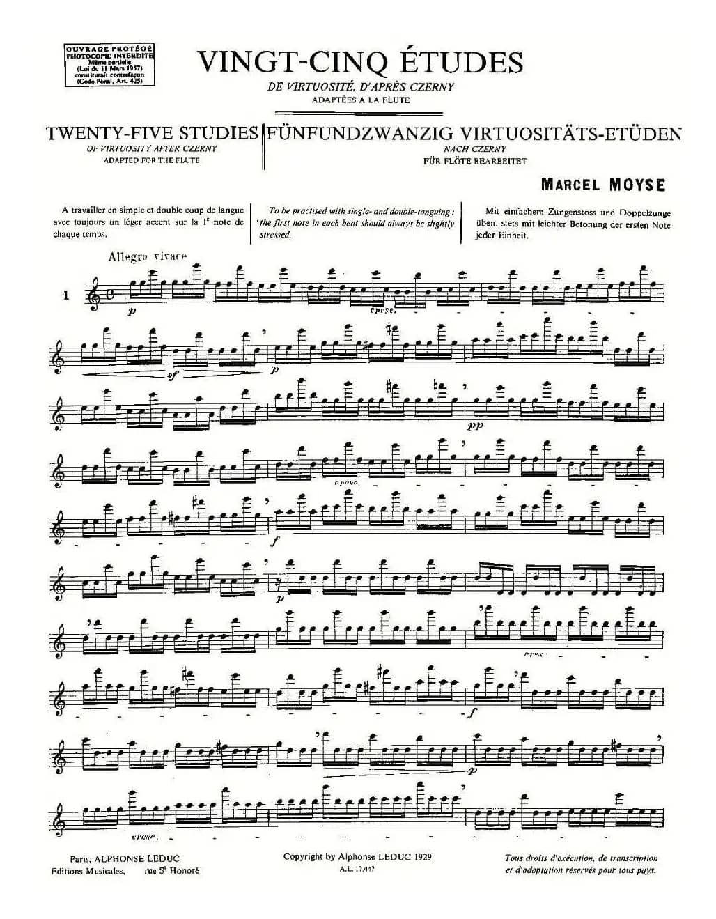 Moyse - 25 Studies after Czerny flute  [1]（25首改编自车尔尼作品的练习曲）