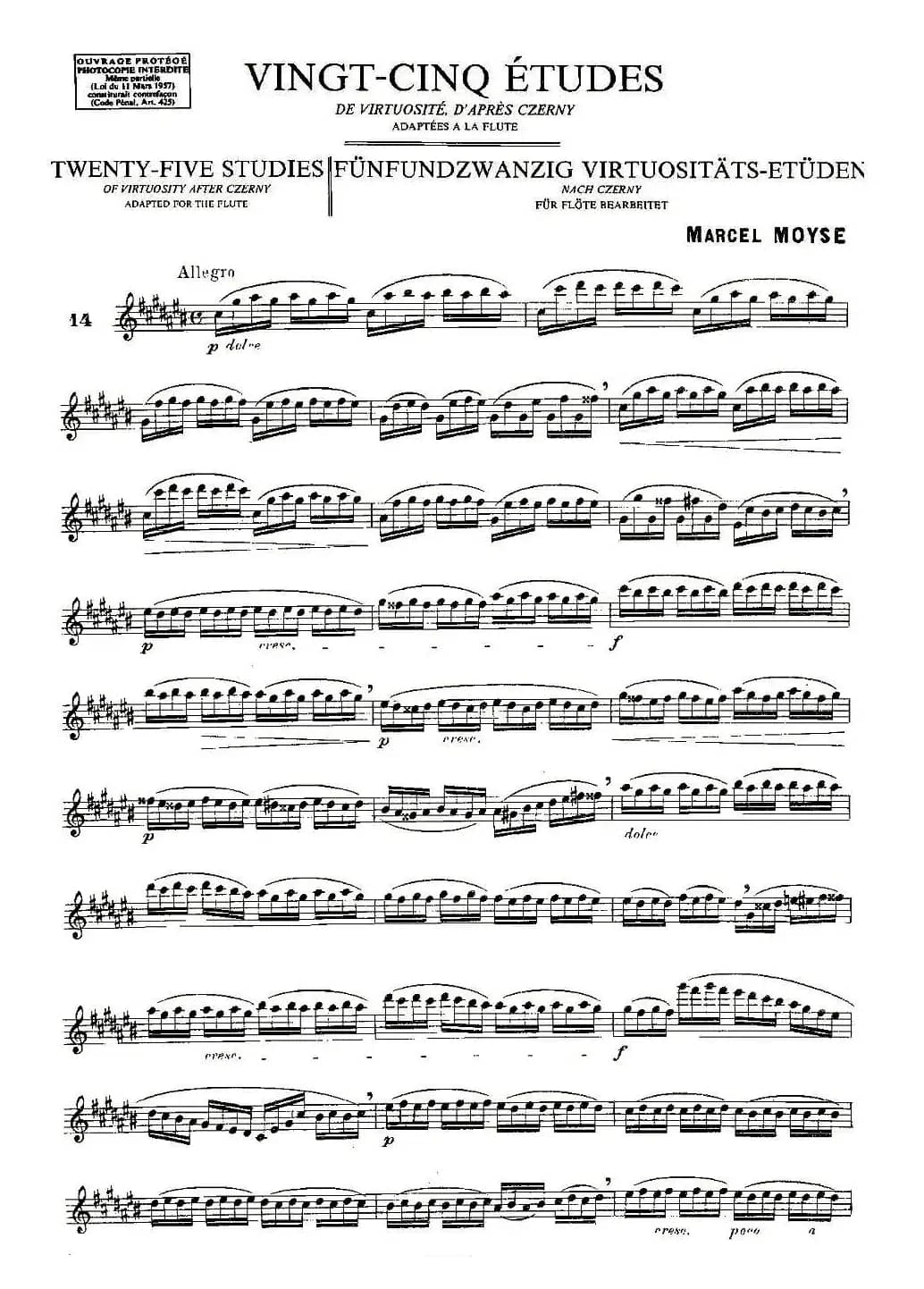 Moyse - 25 Studies after Czerny flute 之14（25首改编自车尔尼作品的练习曲）