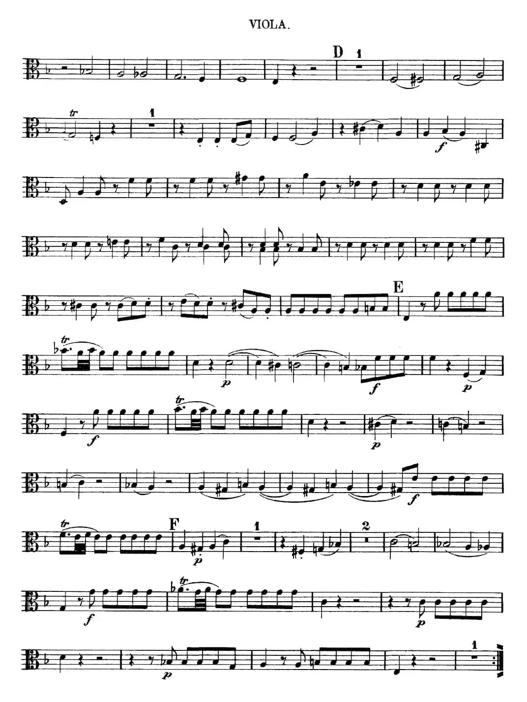 Mozart《Quartet No.13 in D Minor,K.173》（Viola分谱）