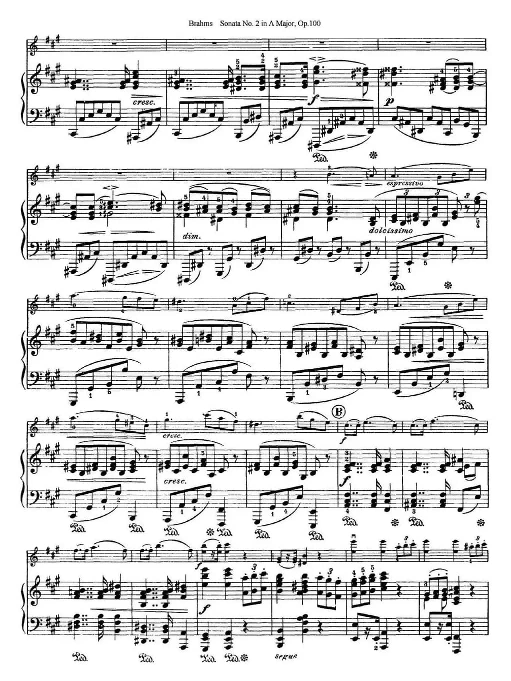 Violin Sonata No.2 in A Major Op.100（小提琴+钢琴伴奏）