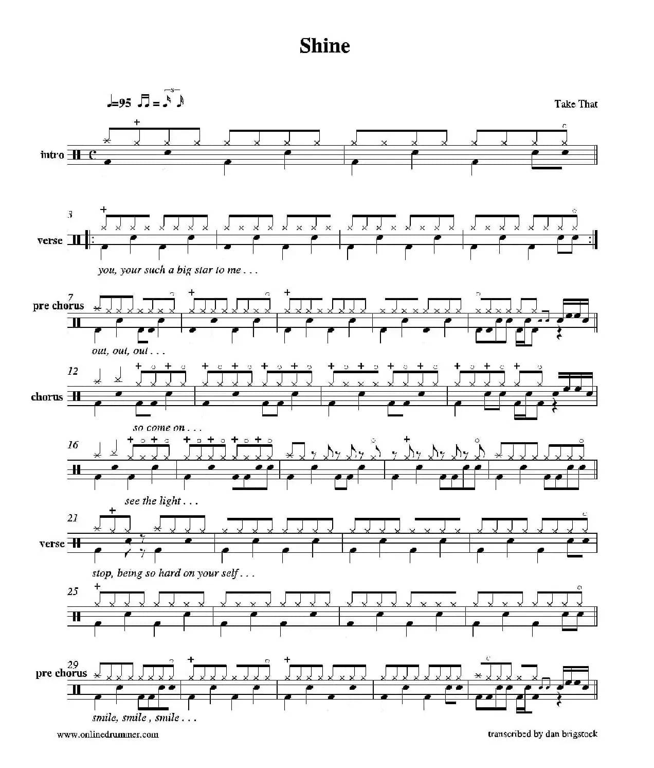 Shine（鼓谱）