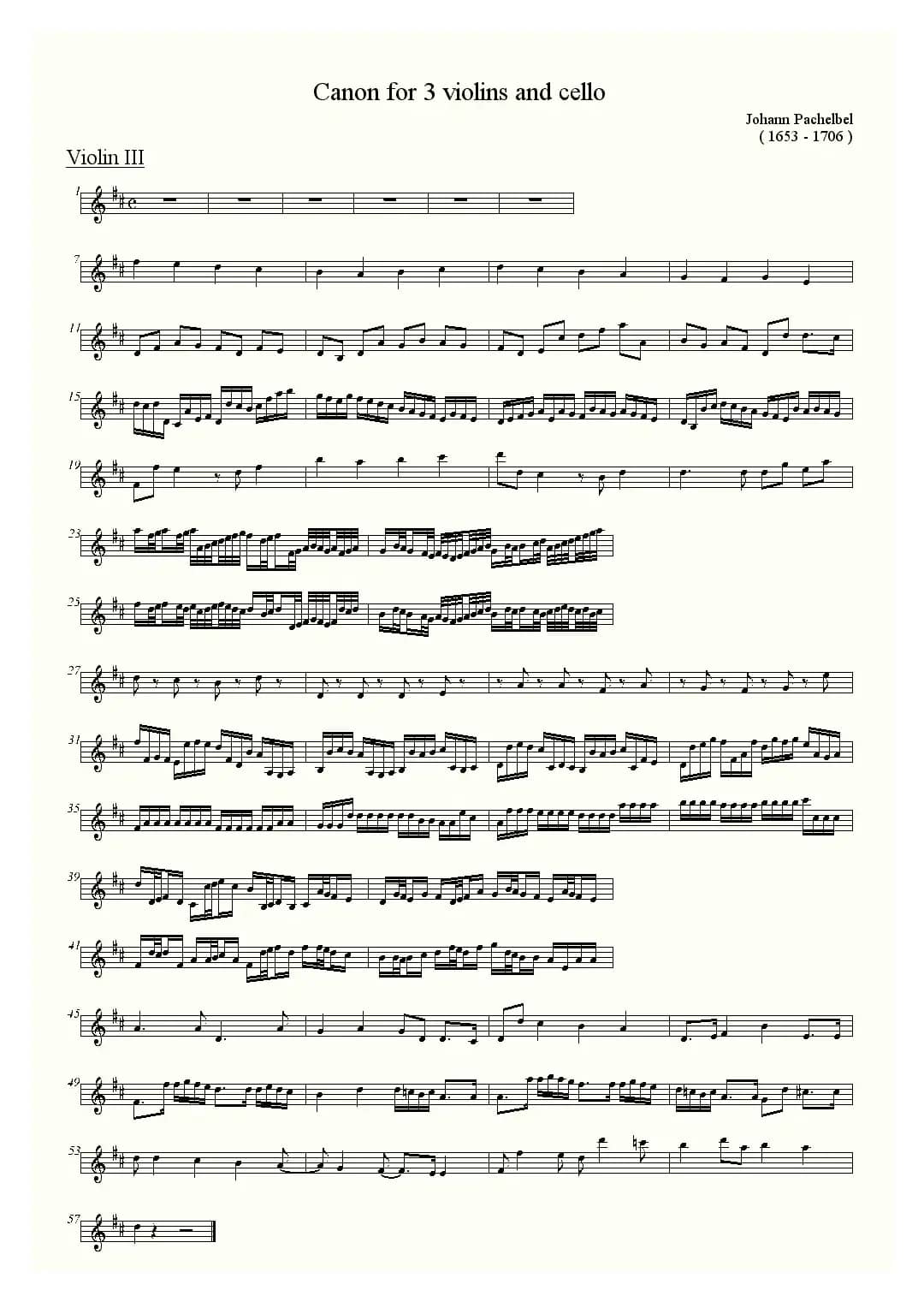 canon for 3 violins and cello（卡农小提琴和大提琴三重奏）