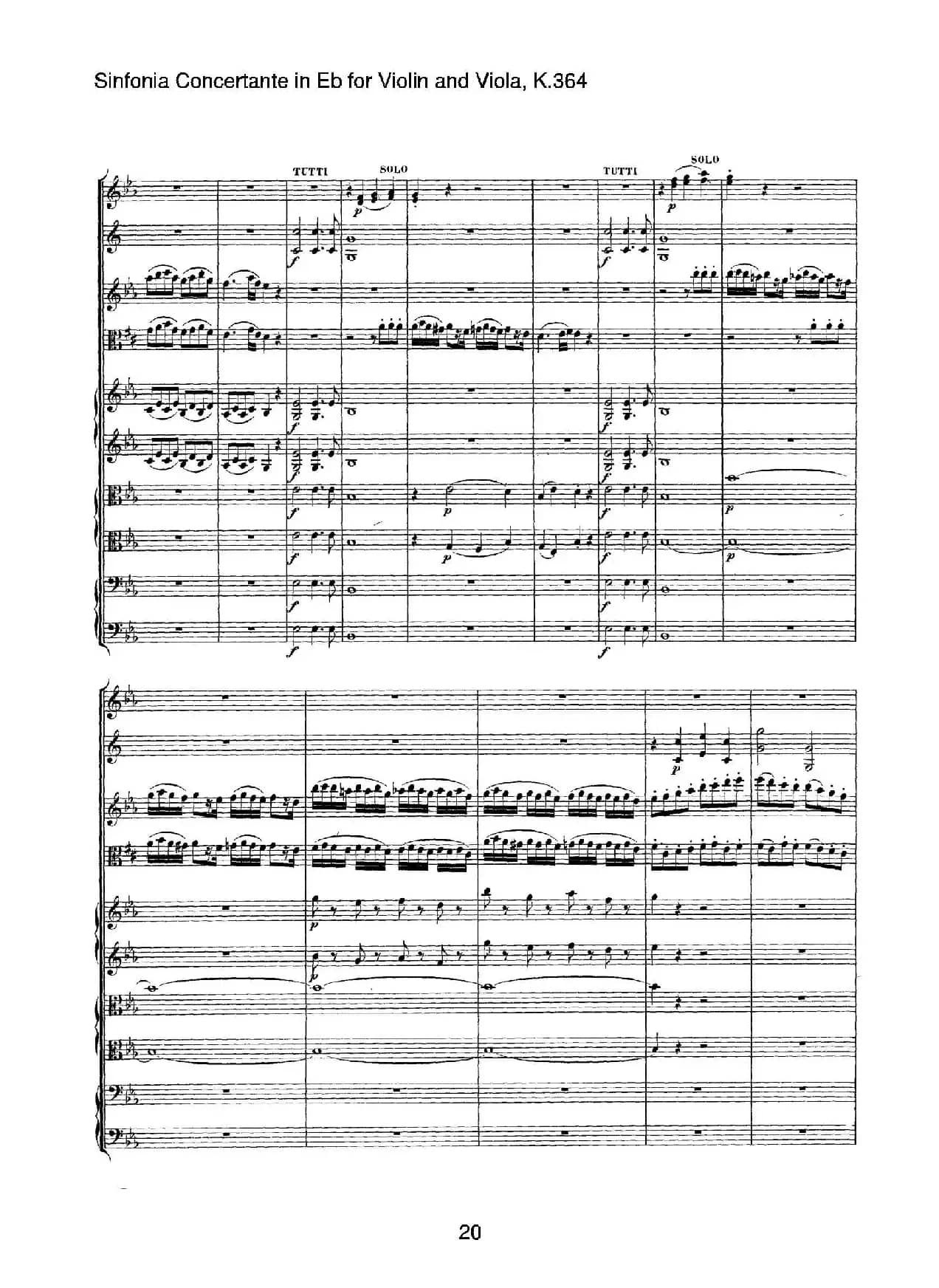降E大调交响协奏曲（《Sinfonia Concertante in Eb》for Violin and Viola K.364）