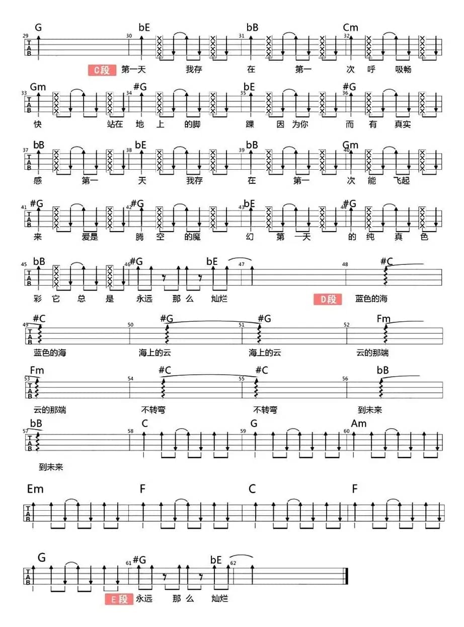 第一天（尤克里里弹唱谱）