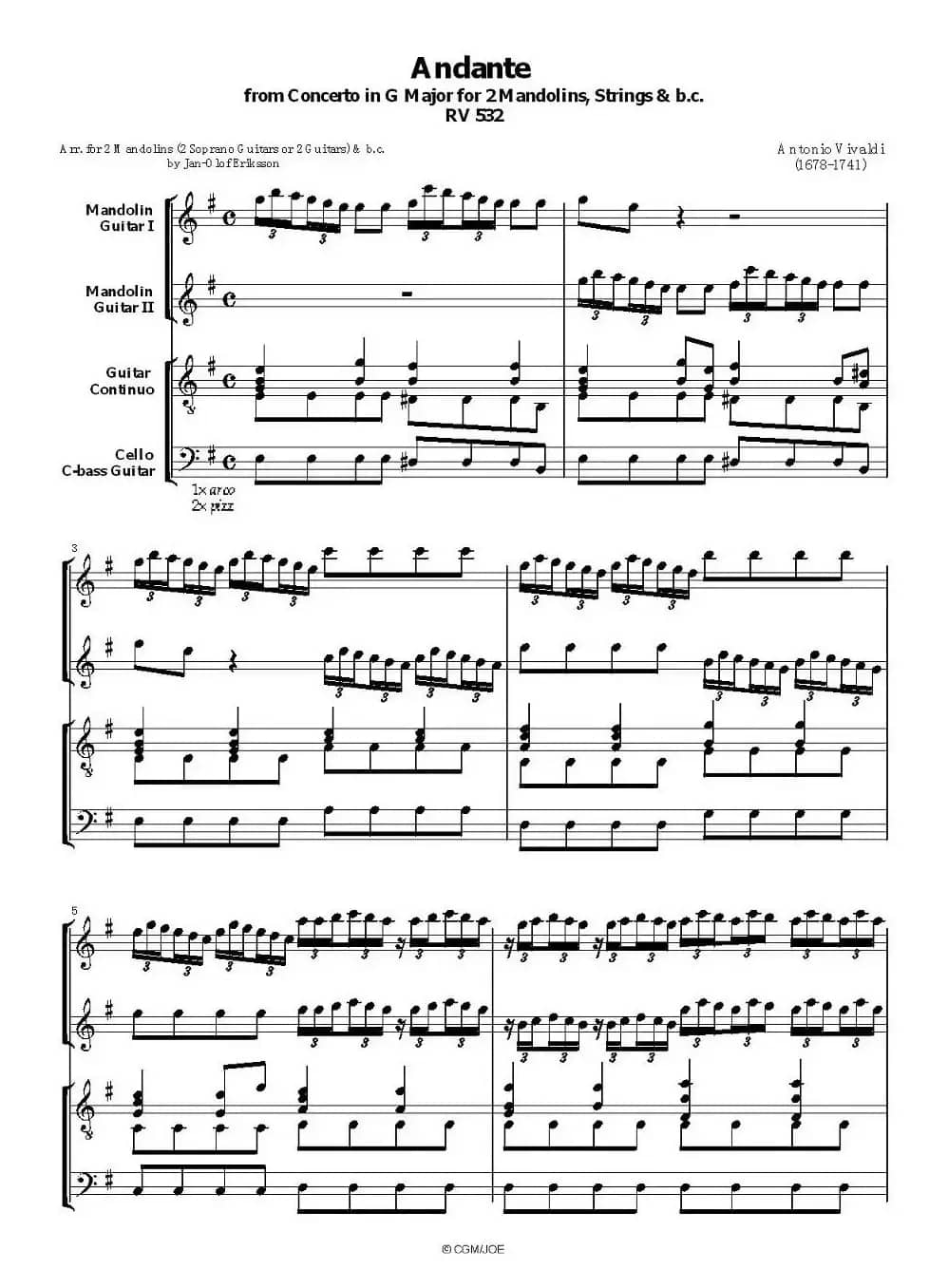 维瓦尔第如歌的行板（吉他重奏）