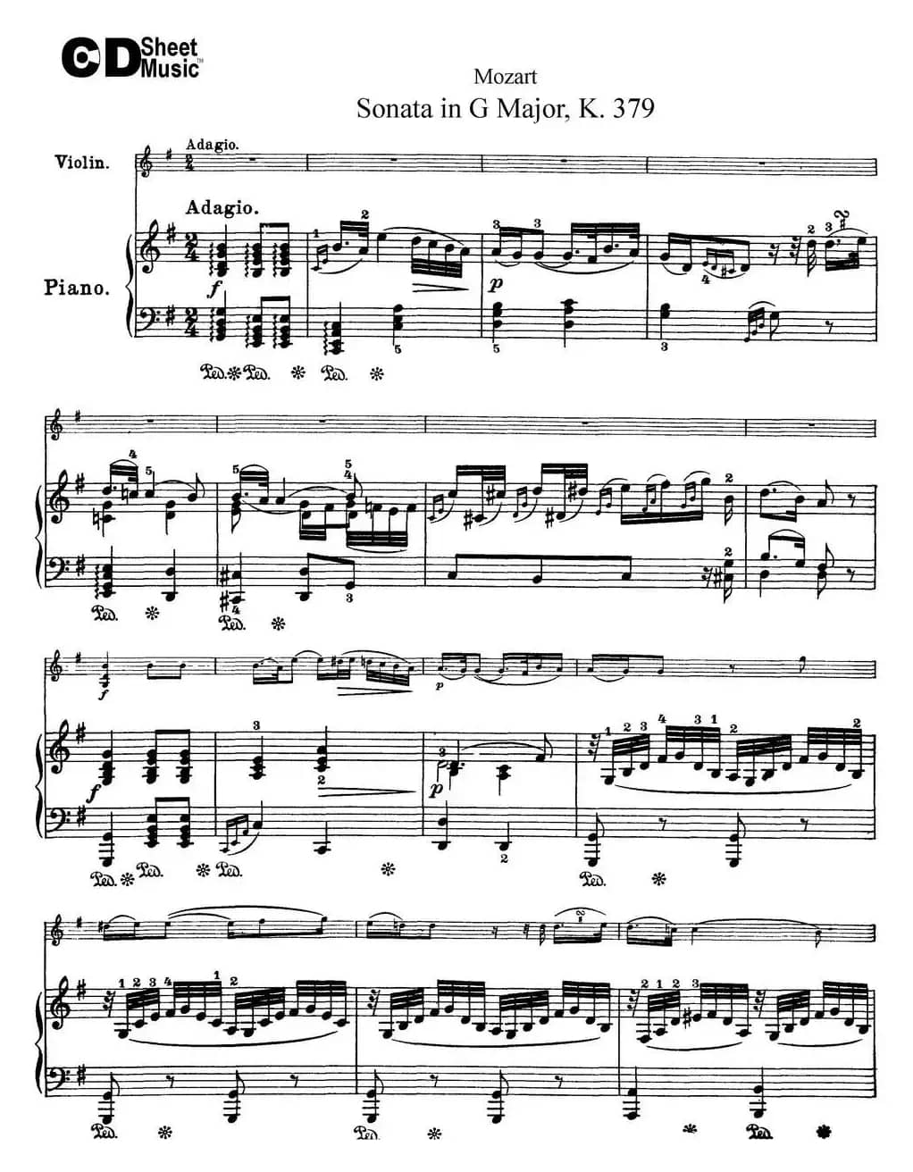 Violin Sonata in G Major K.379（小提琴+钢琴伴奏）