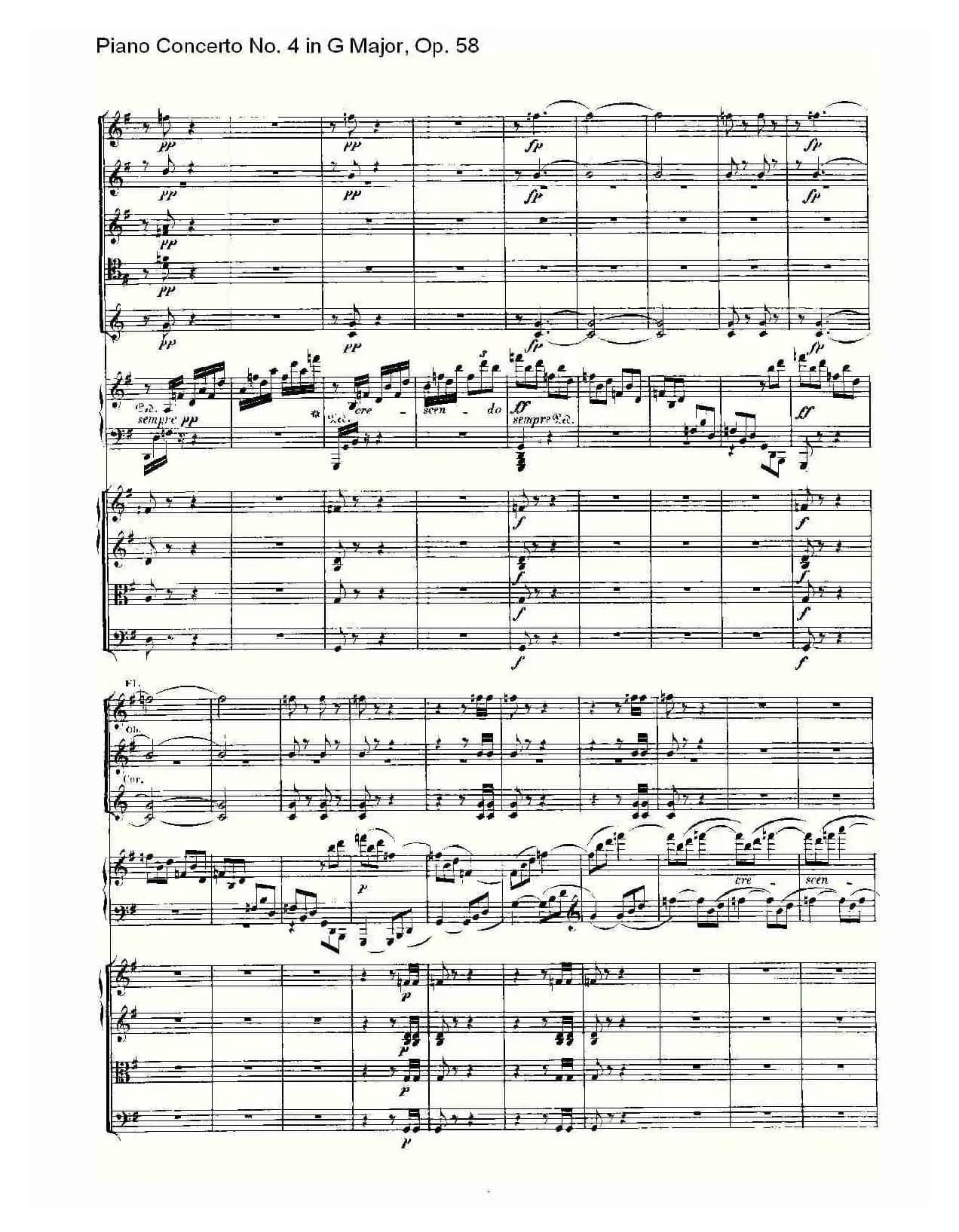 Ｇ大调钢琴第四协奏曲 Op.58 第三乐章（总谱）