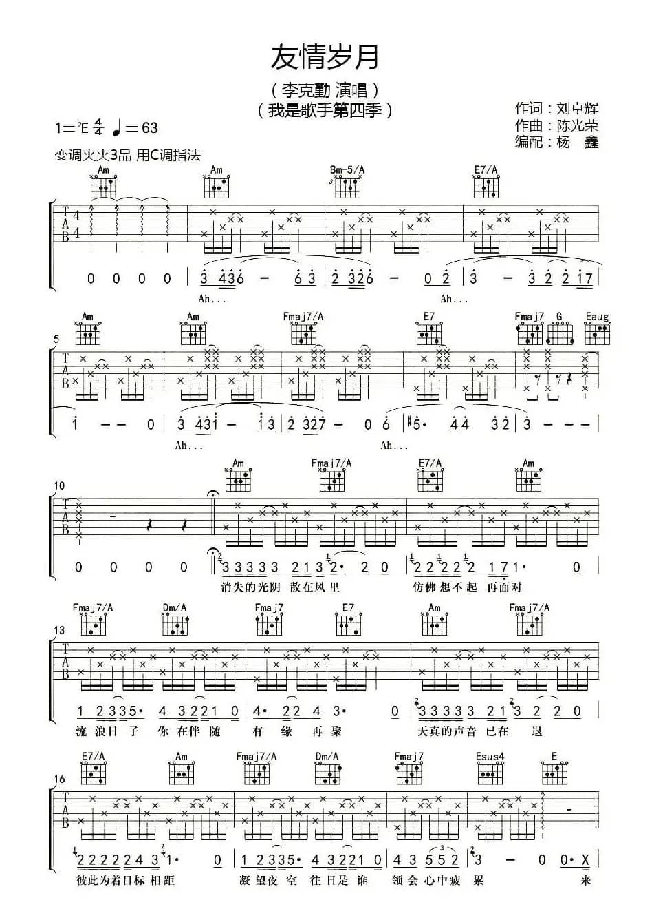 友情岁月（杨鑫编配版）