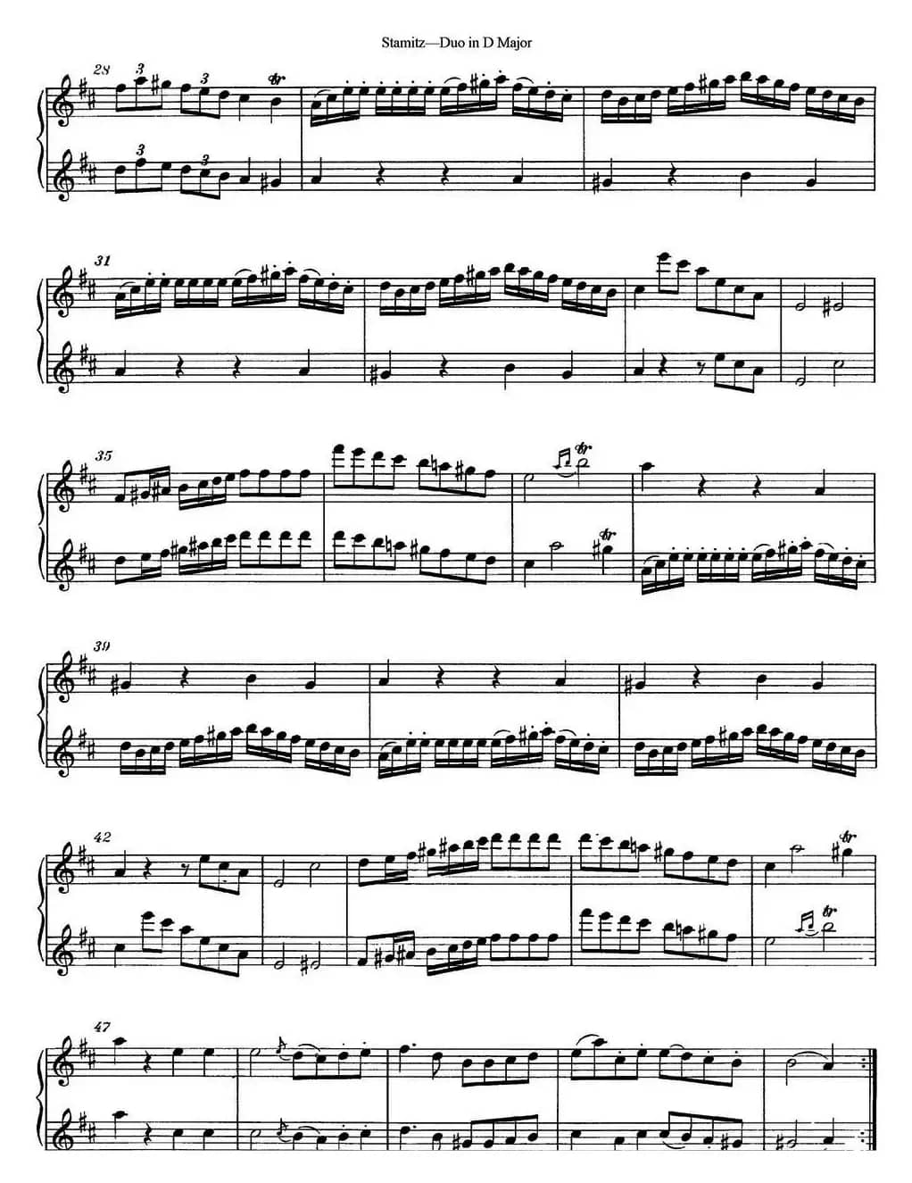 斯塔米茨D大调长笛二重奏