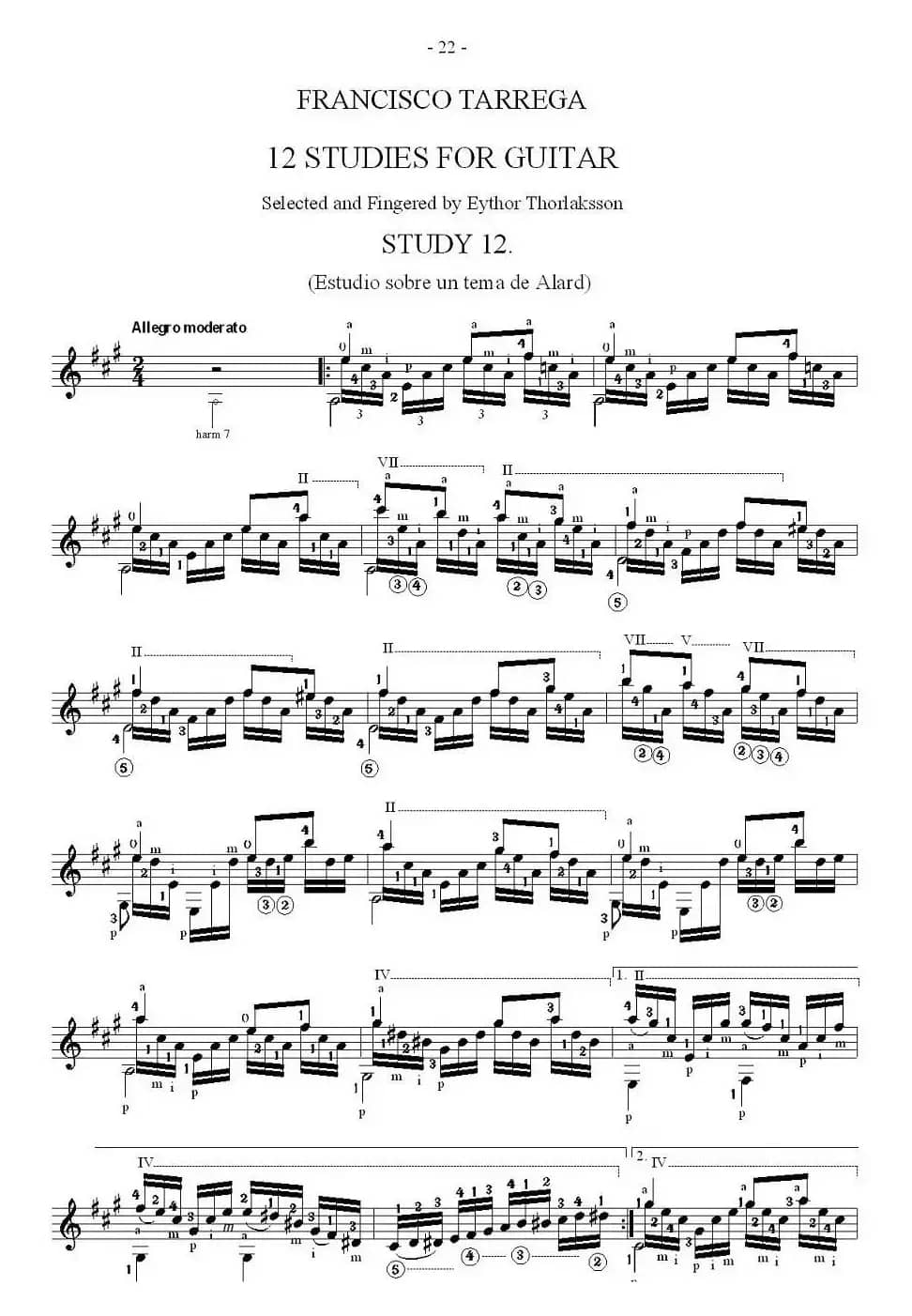 他雷加12首练习曲之12