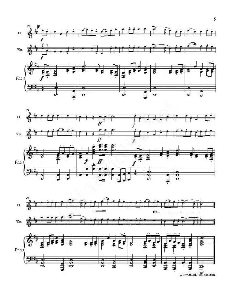 Rondeau（鼓号回旋曲）（小提琴+长笛+钢琴伴奏，二重奏）