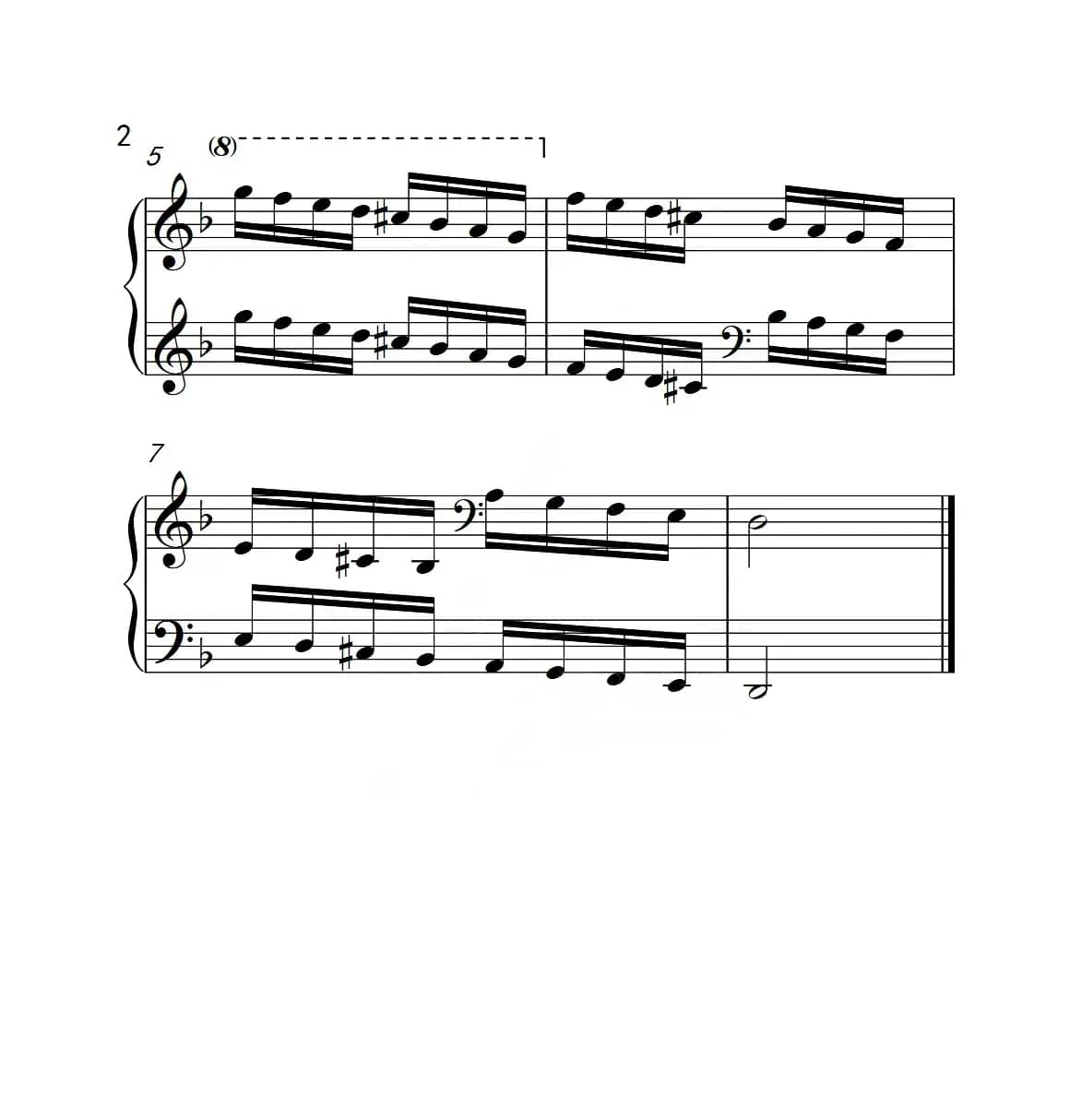 第四级 d小调音阶（中国音乐学院钢琴考级作品1~6级）