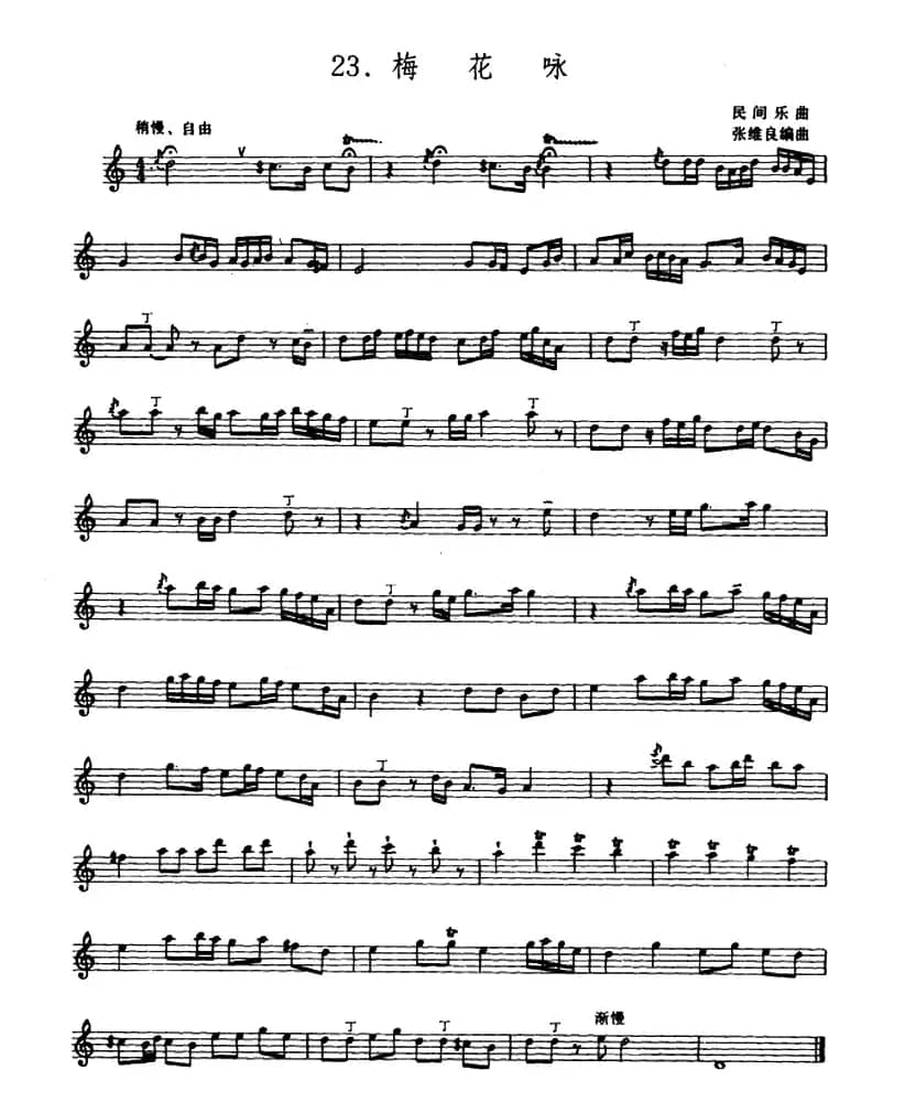 梅花咏（箫）（五线谱）