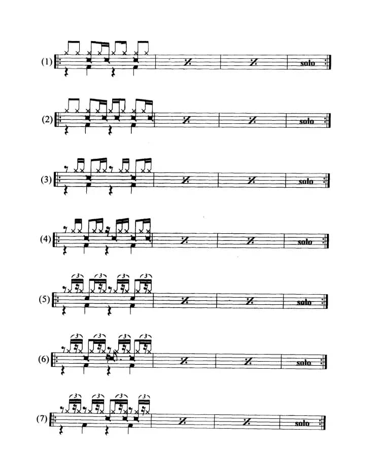 架子鼓瑞根(Ragae) 节奏型练习曲谱（10条）