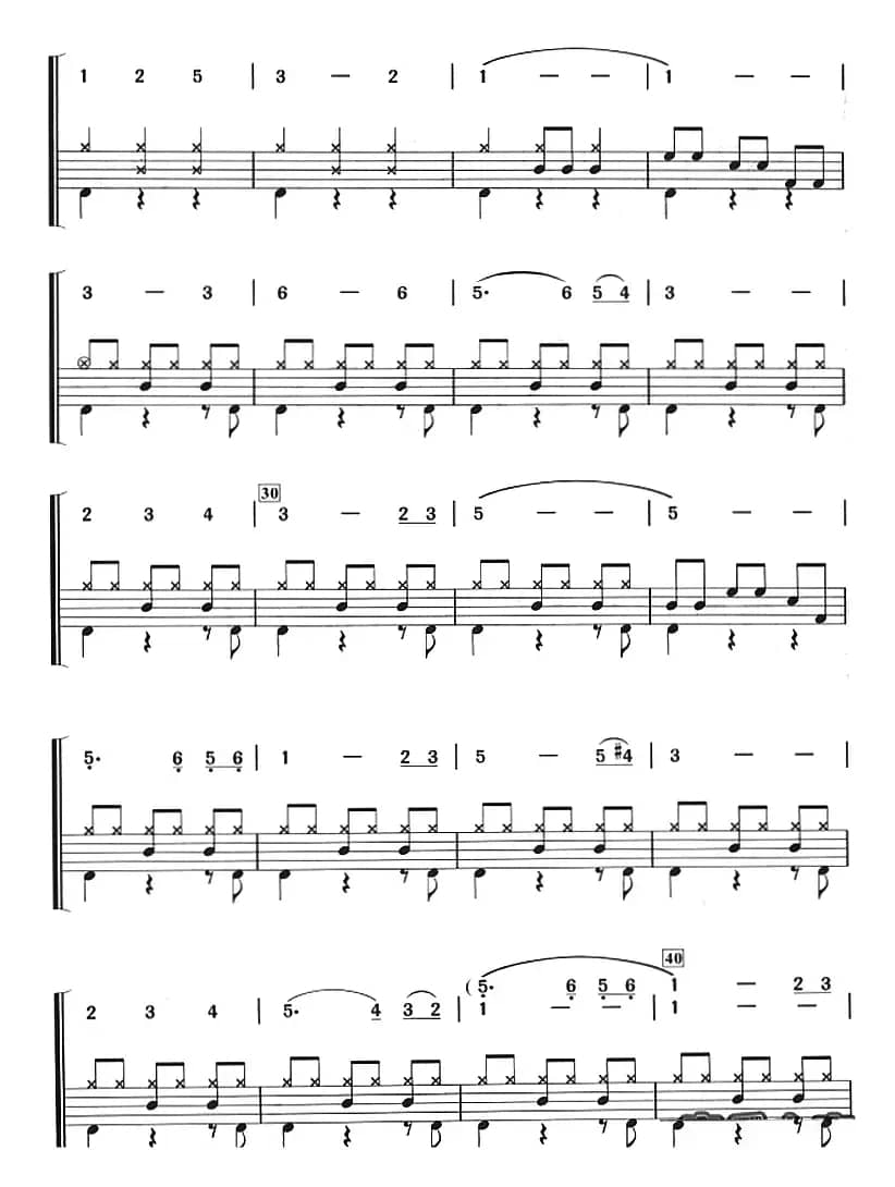 想你想断肠（架子鼓、主旋律+鼓谱）