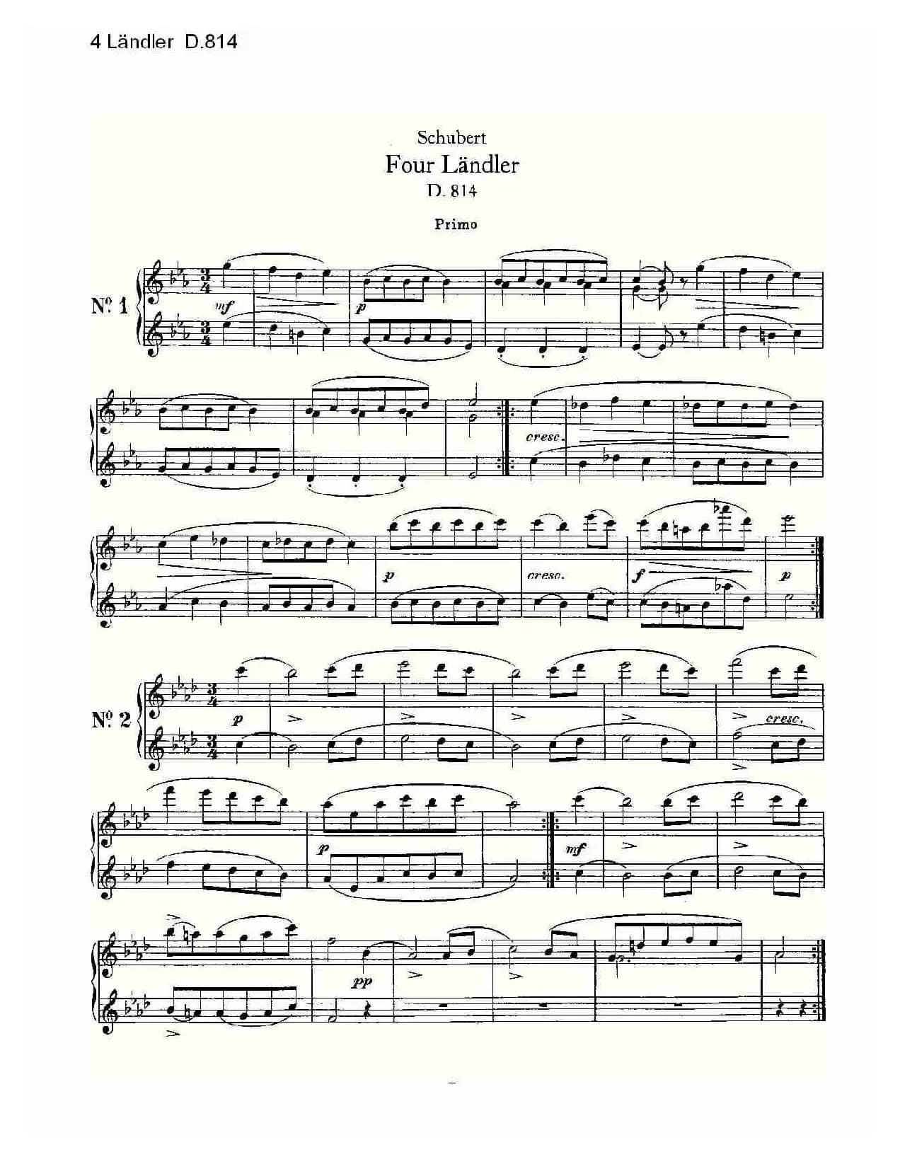 4 Ländler D.814（4 兰德勒舞曲 D.814）