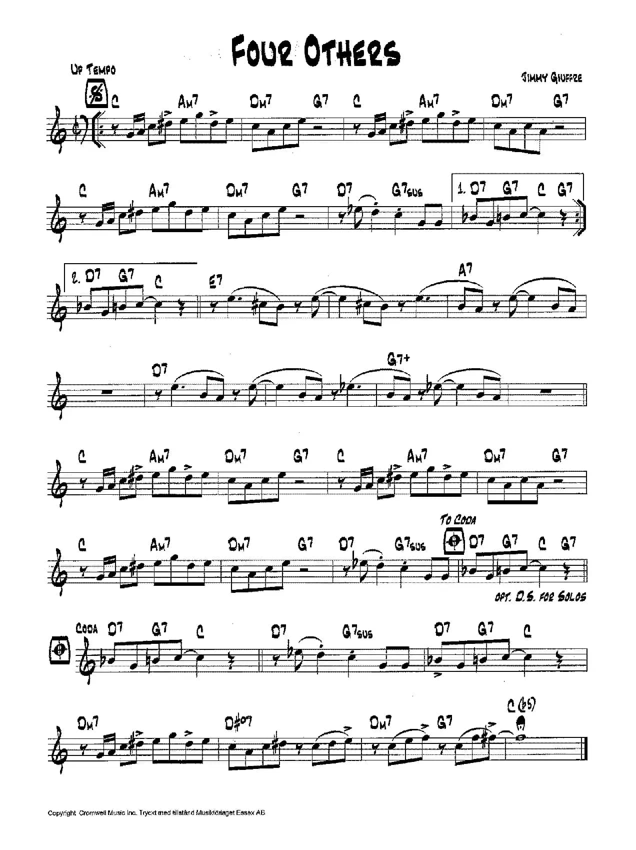 降B爵士乐谱：FOUR OTHERS