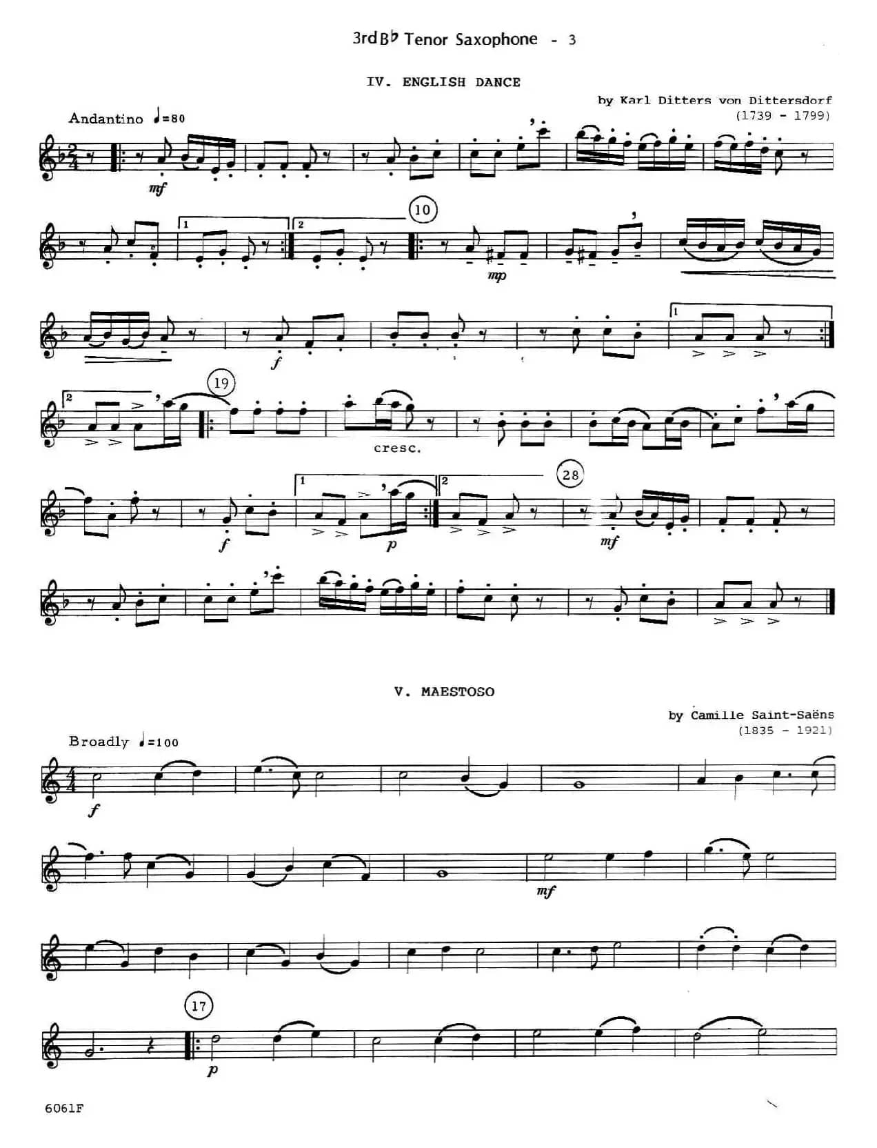 six for three（次中音三重奏第三萨克斯分谱）