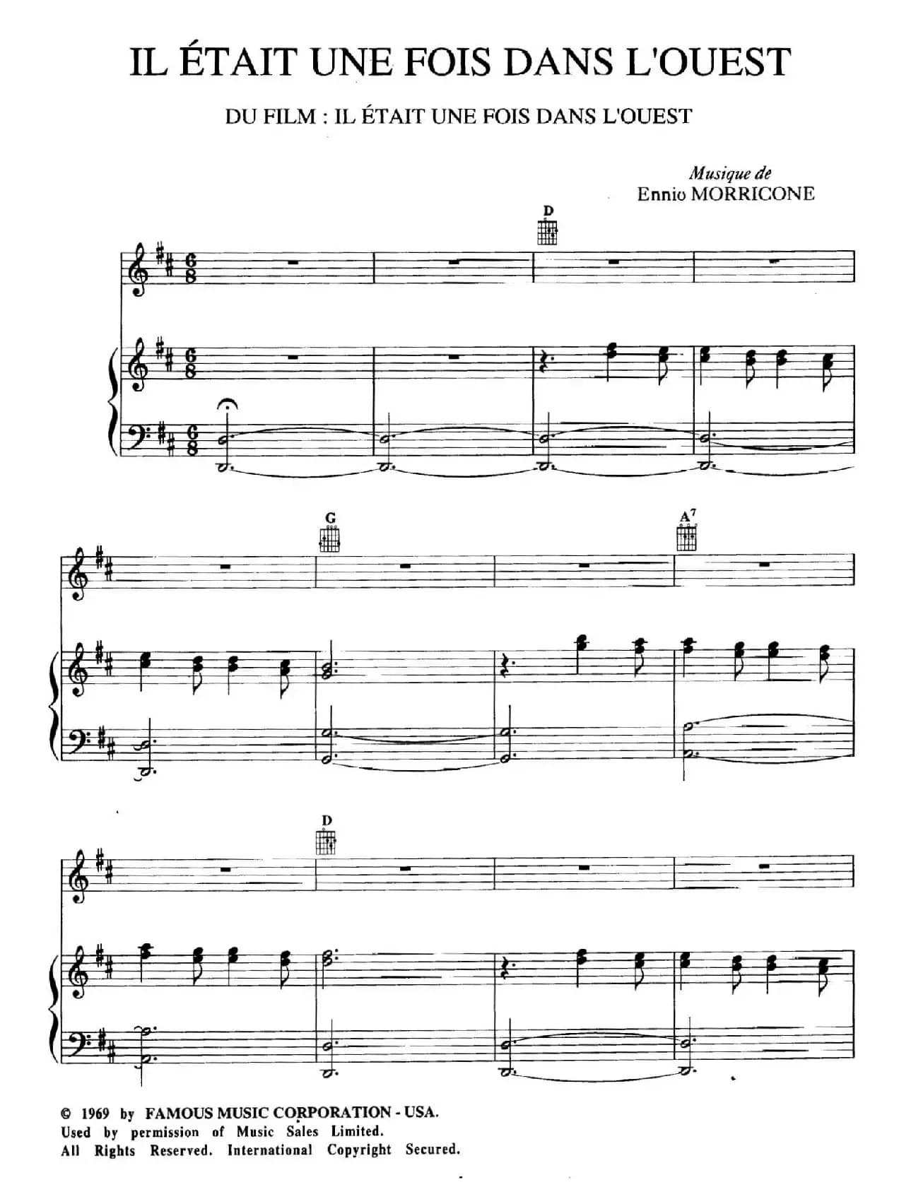 电影配乐大师莫瑞康最佳20首钢琴谱（Best of Ennio Morricone·1）