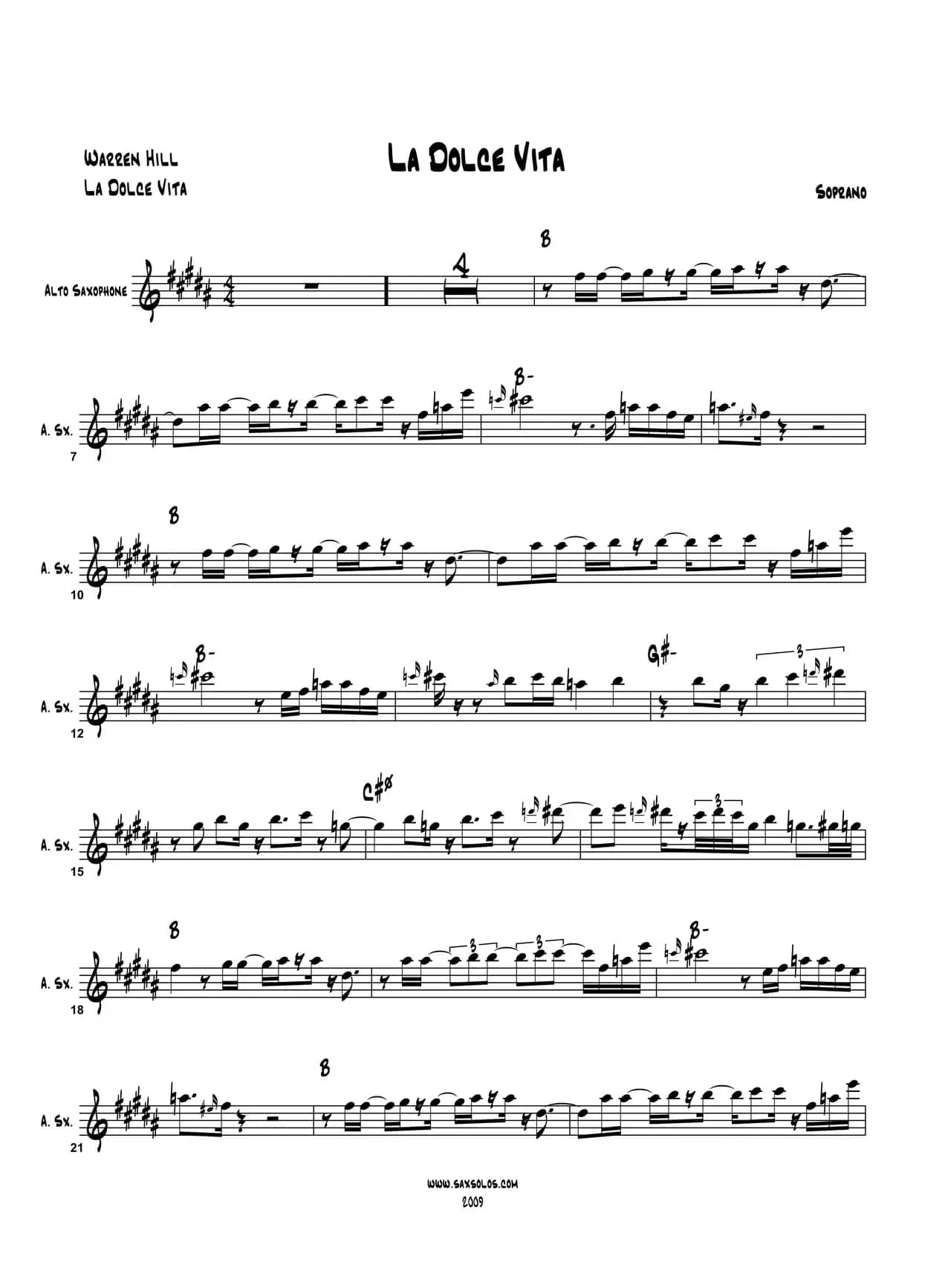 La Dolce Vita（中音萨克斯）