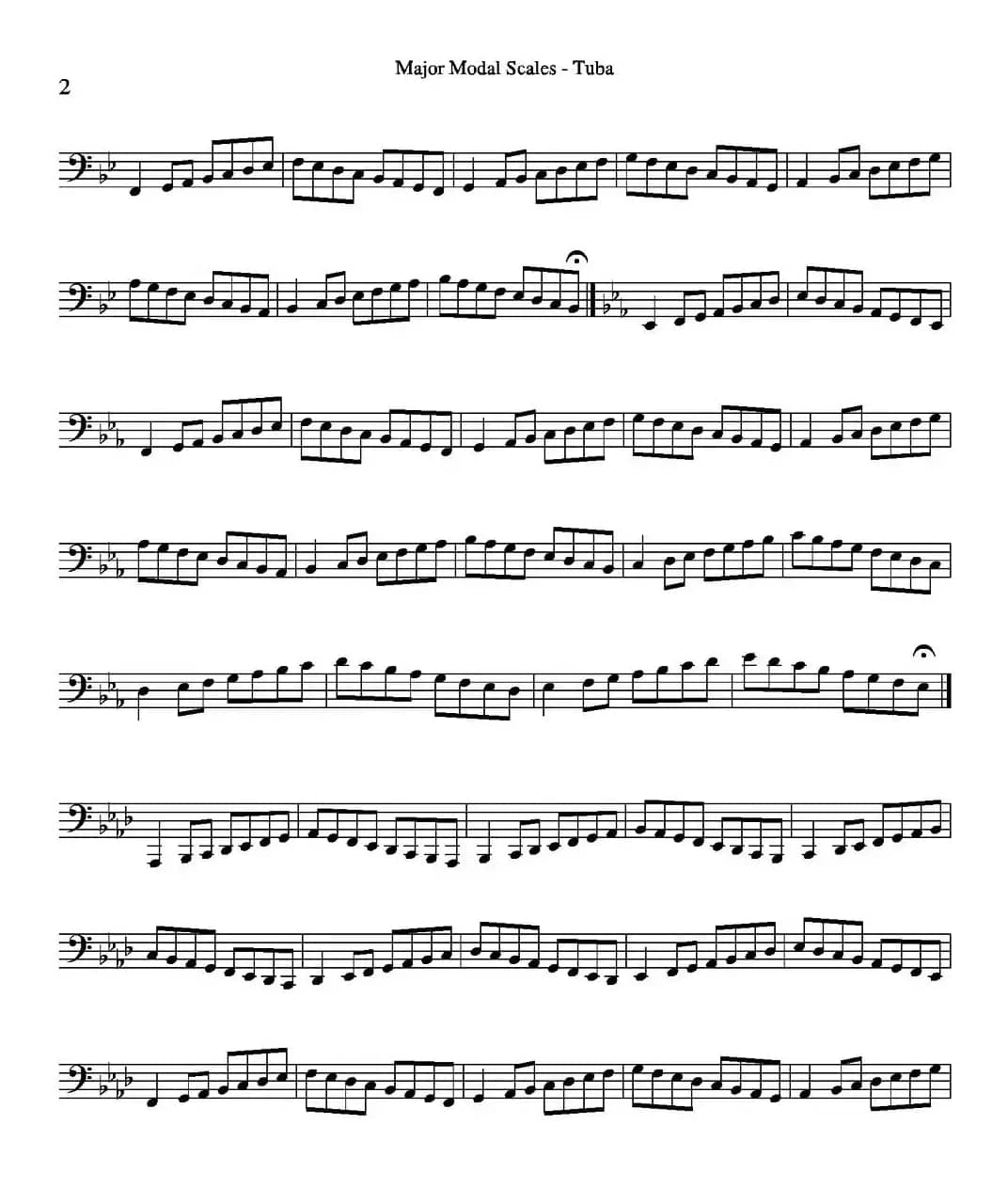 Major Modal Scales - Tuba（大号练习教材选曲）
