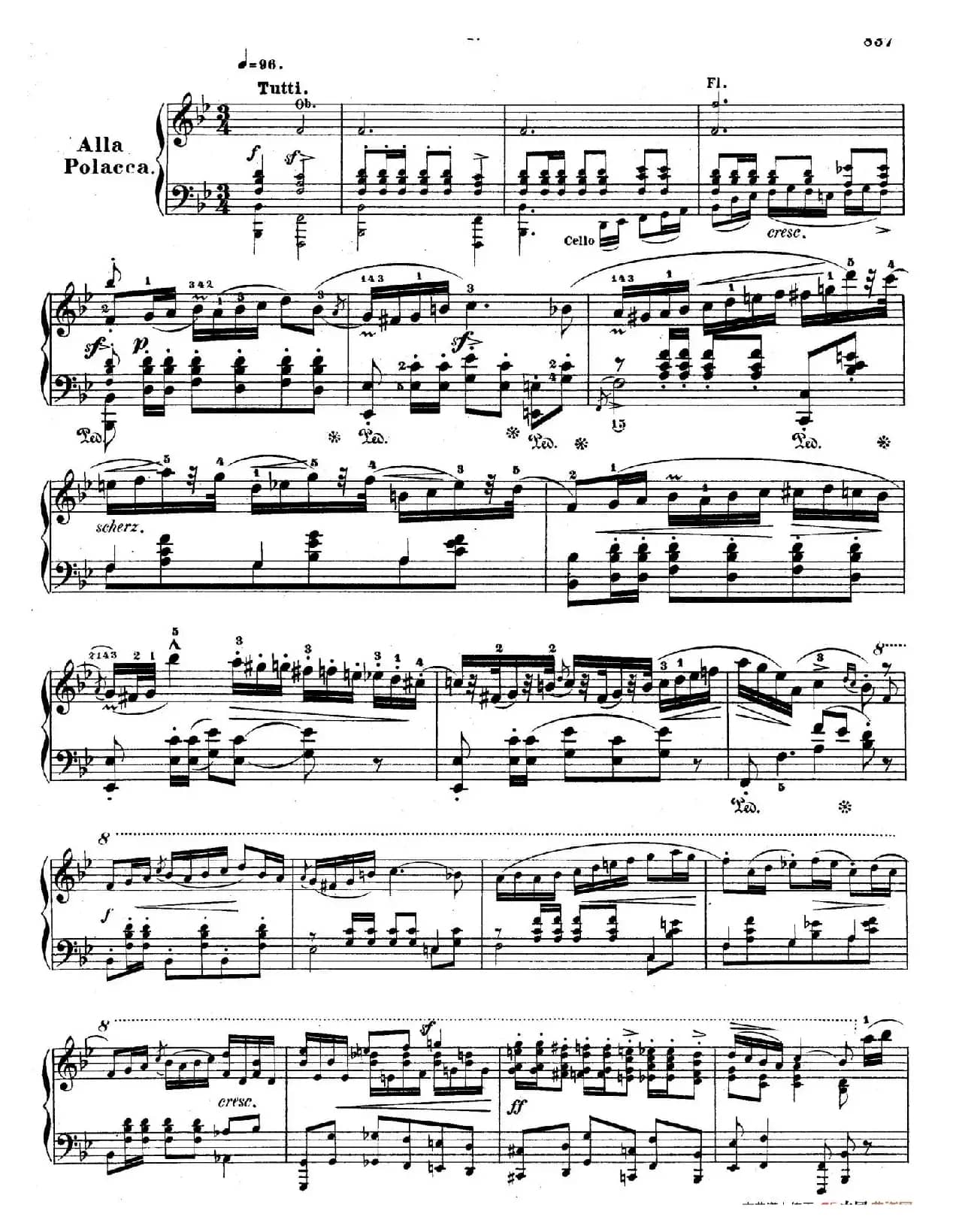 降B大调莫扎特主题变奏曲 Op.2（为钢琴与乐队而作）