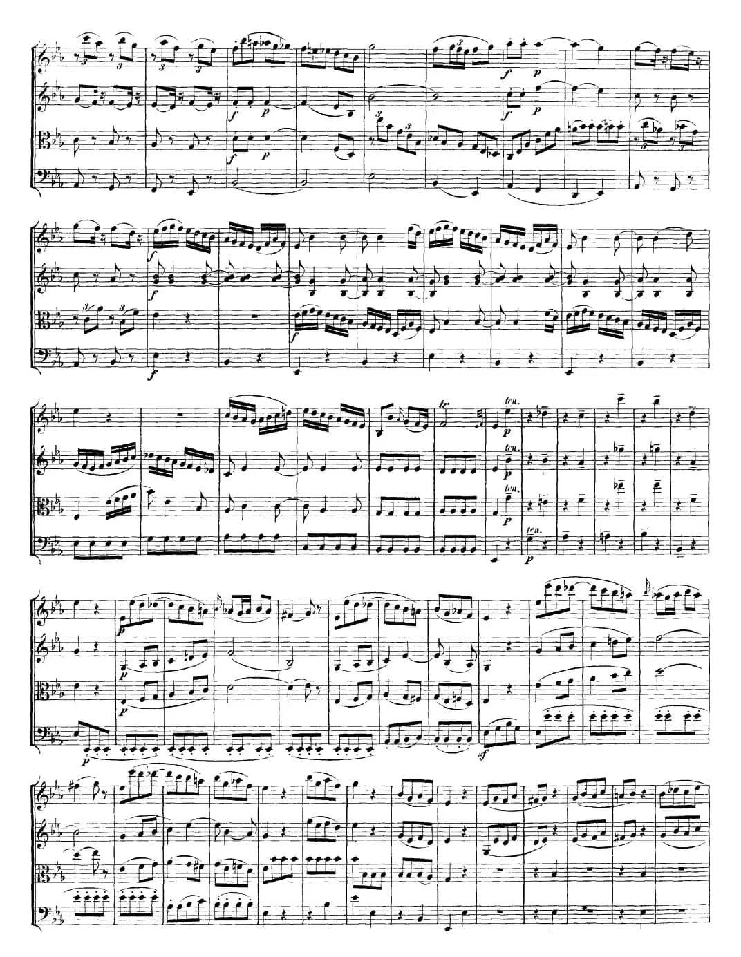 Mozart《Quartet No.16 in Eb Major,K.428》（总谱）