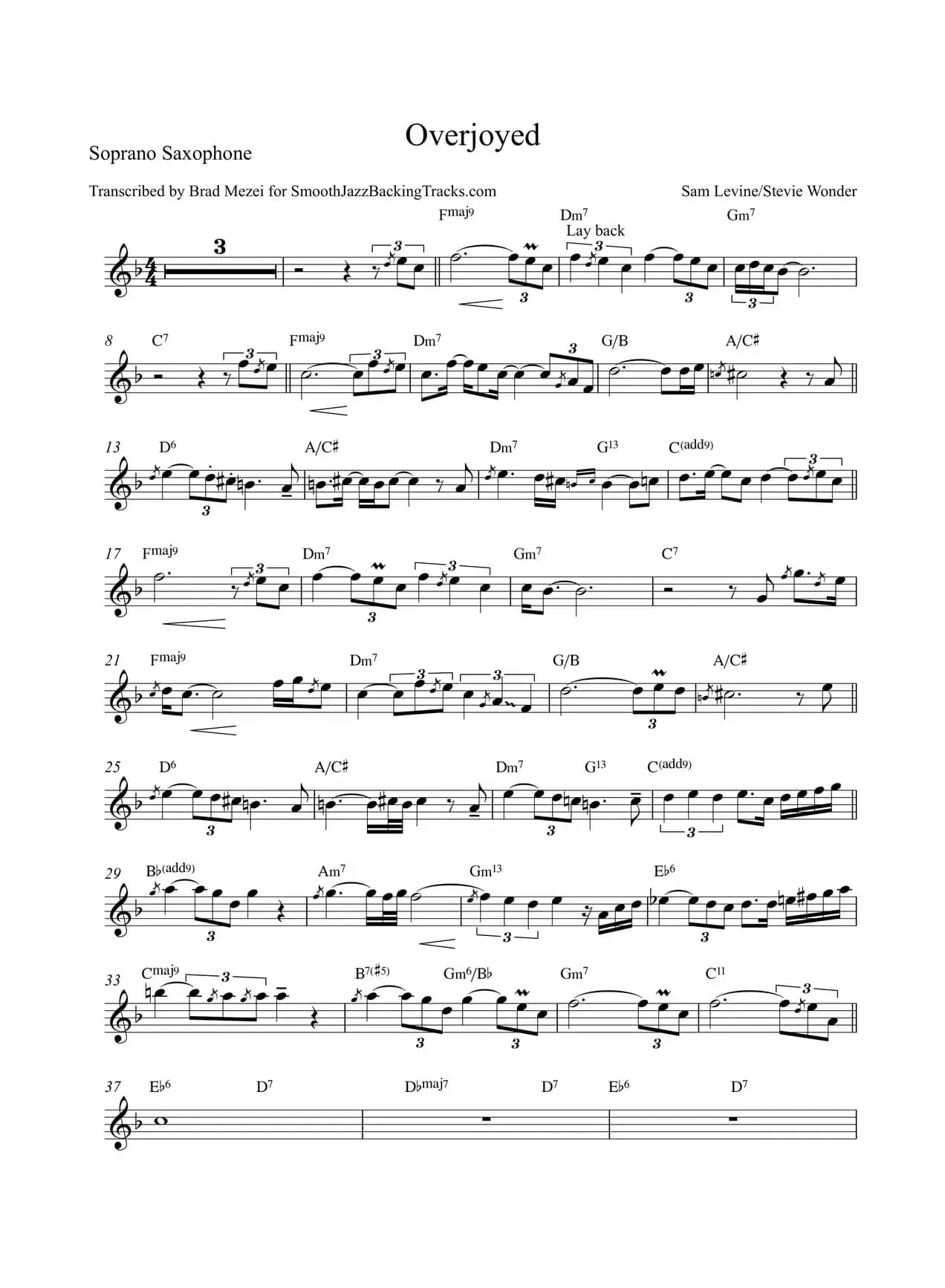 Overjoyed（高音萨克斯）