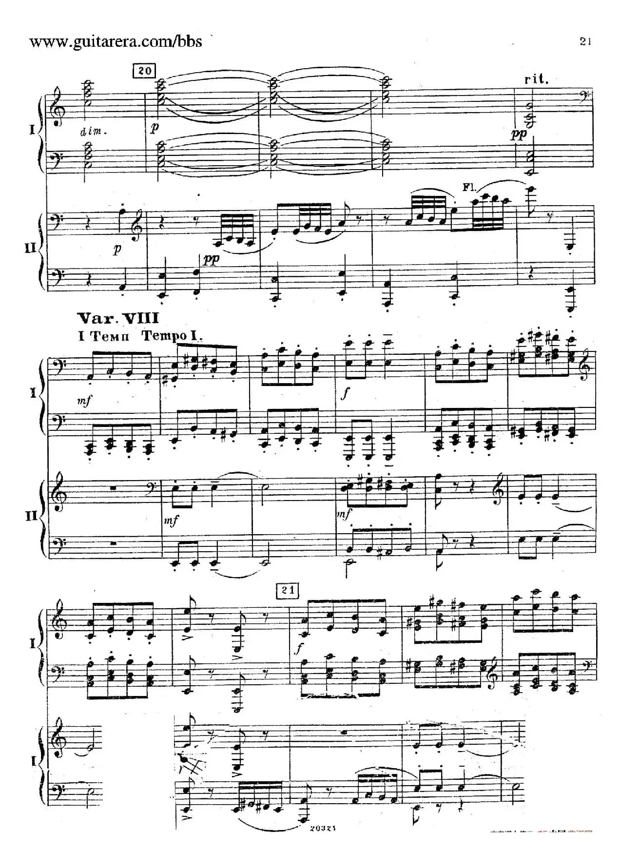 Rhapsody On A Theme Of Paganini Op.43（帕格尼尼主题狂想曲·双钢琴）（P1——20）