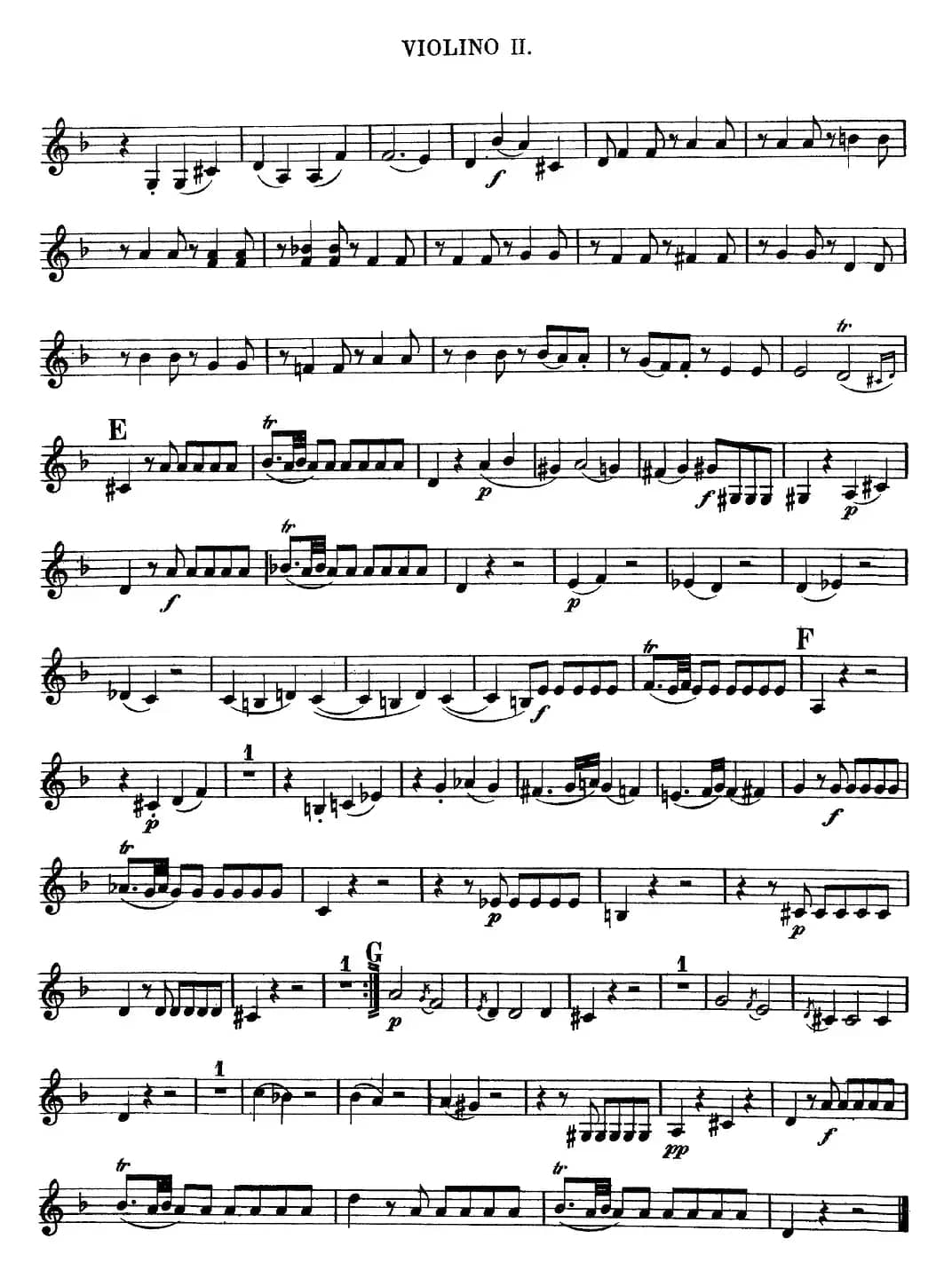 Mozart《Quartet No.13 in D Minor,K.173》（Violin 2分谱）