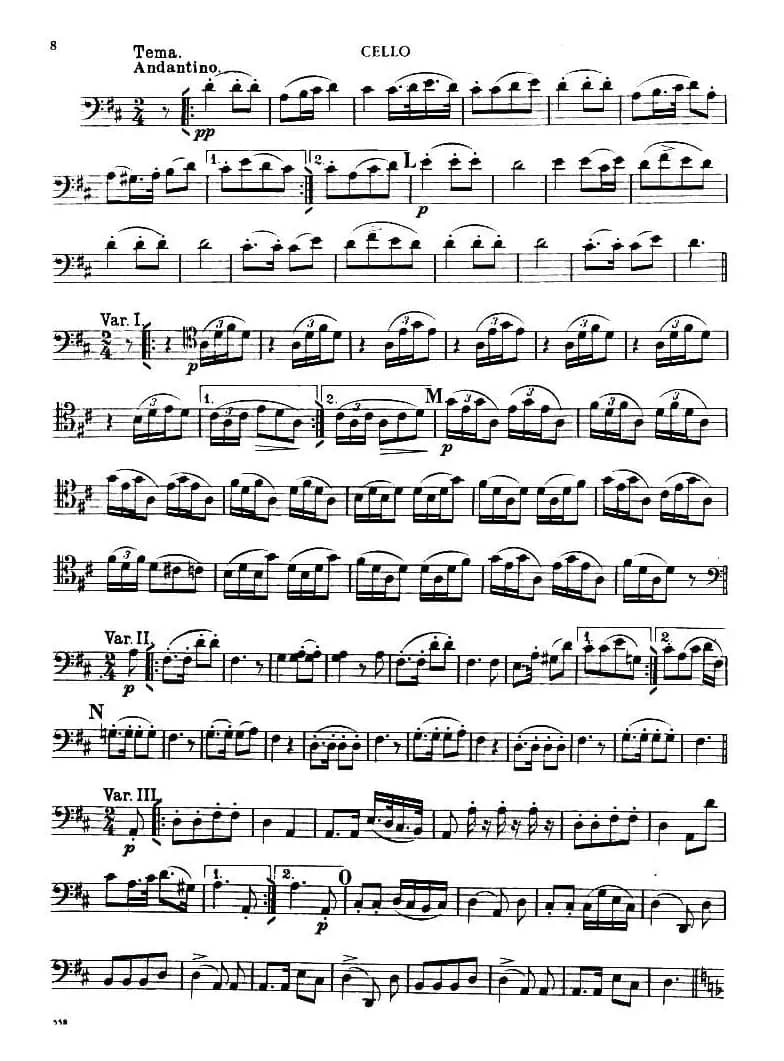 TROUT QUINTET（鳟鱼五重奏）（第一大提琴分谱）