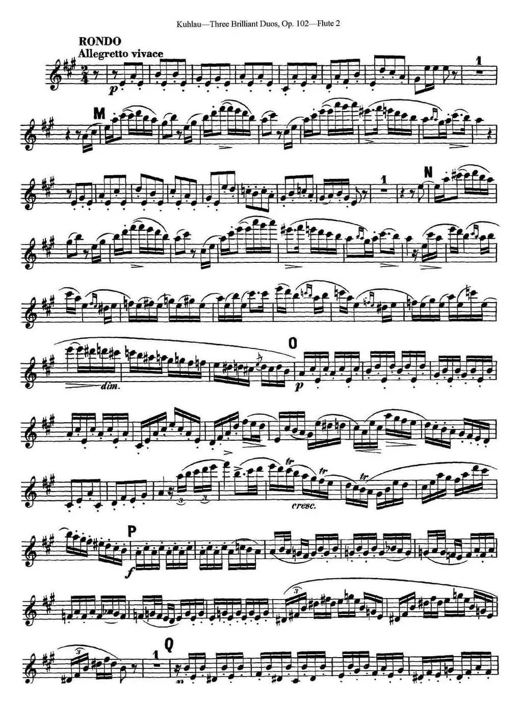 库劳长笛二重奏练习三段OP.102——Flute 2（NO.3）