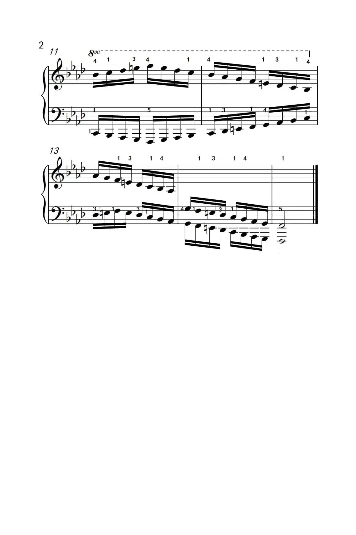 F小调音阶（反向四个八度）（孩子们的钢琴音阶、和弦与琶音 2）