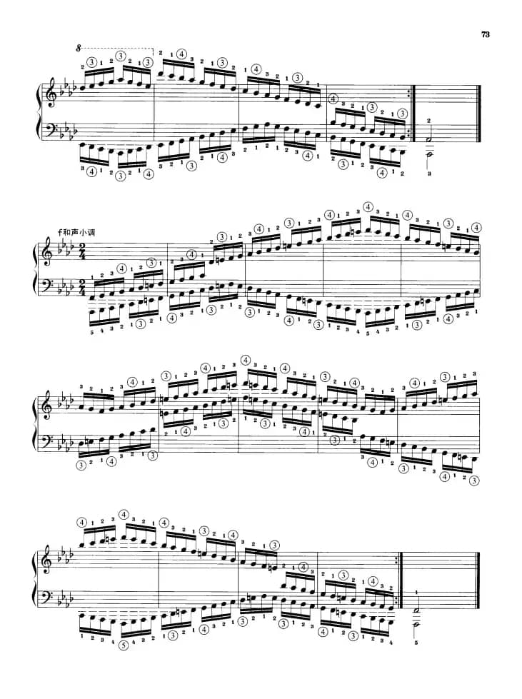 钢琴音阶练习：反向四个八度