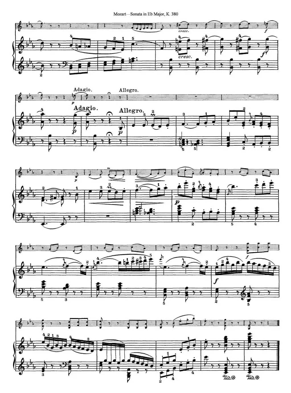 Violin Sonata in Eb Major K.380（小提琴+钢琴伴奏）