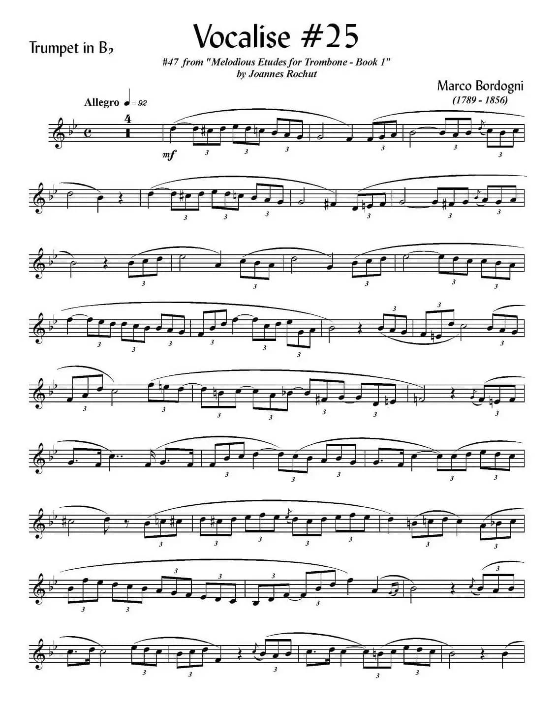 Bordogni - Vocalise #25（小号）