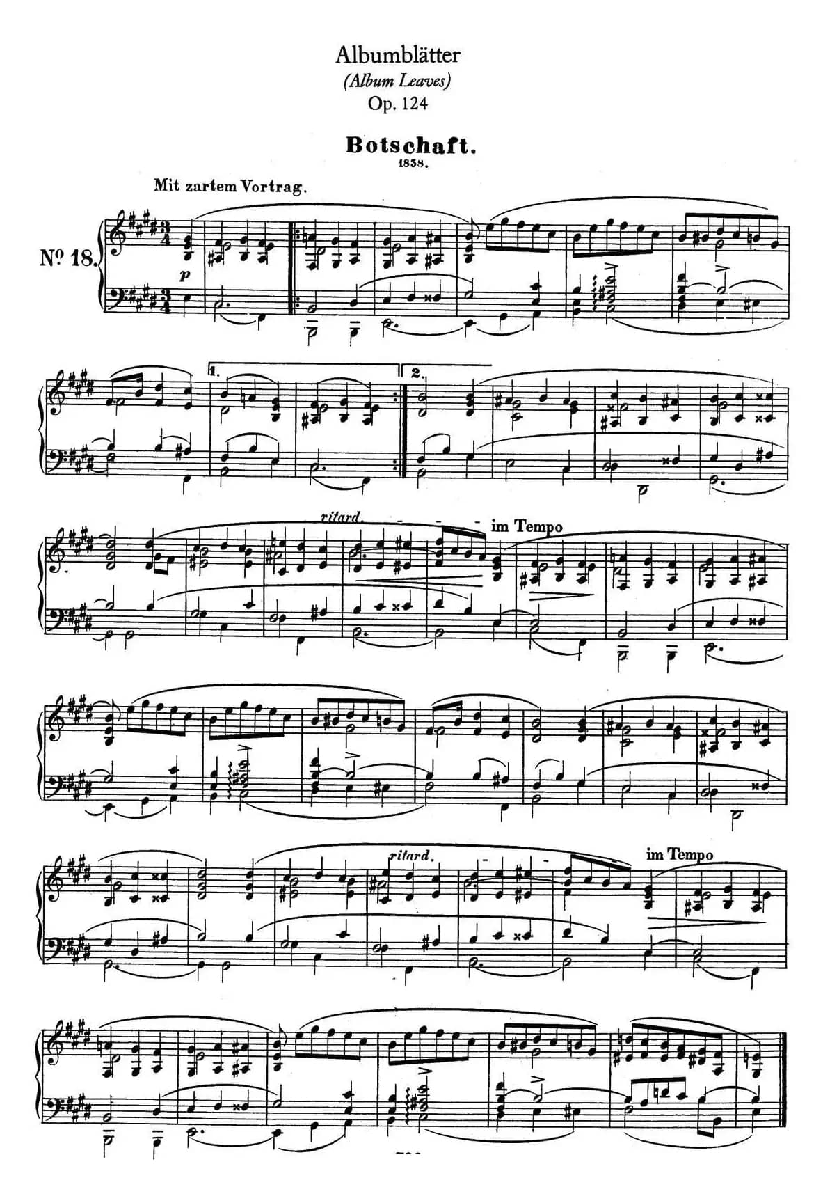 Albumblätter Op.124（纪念册页）（No.18）