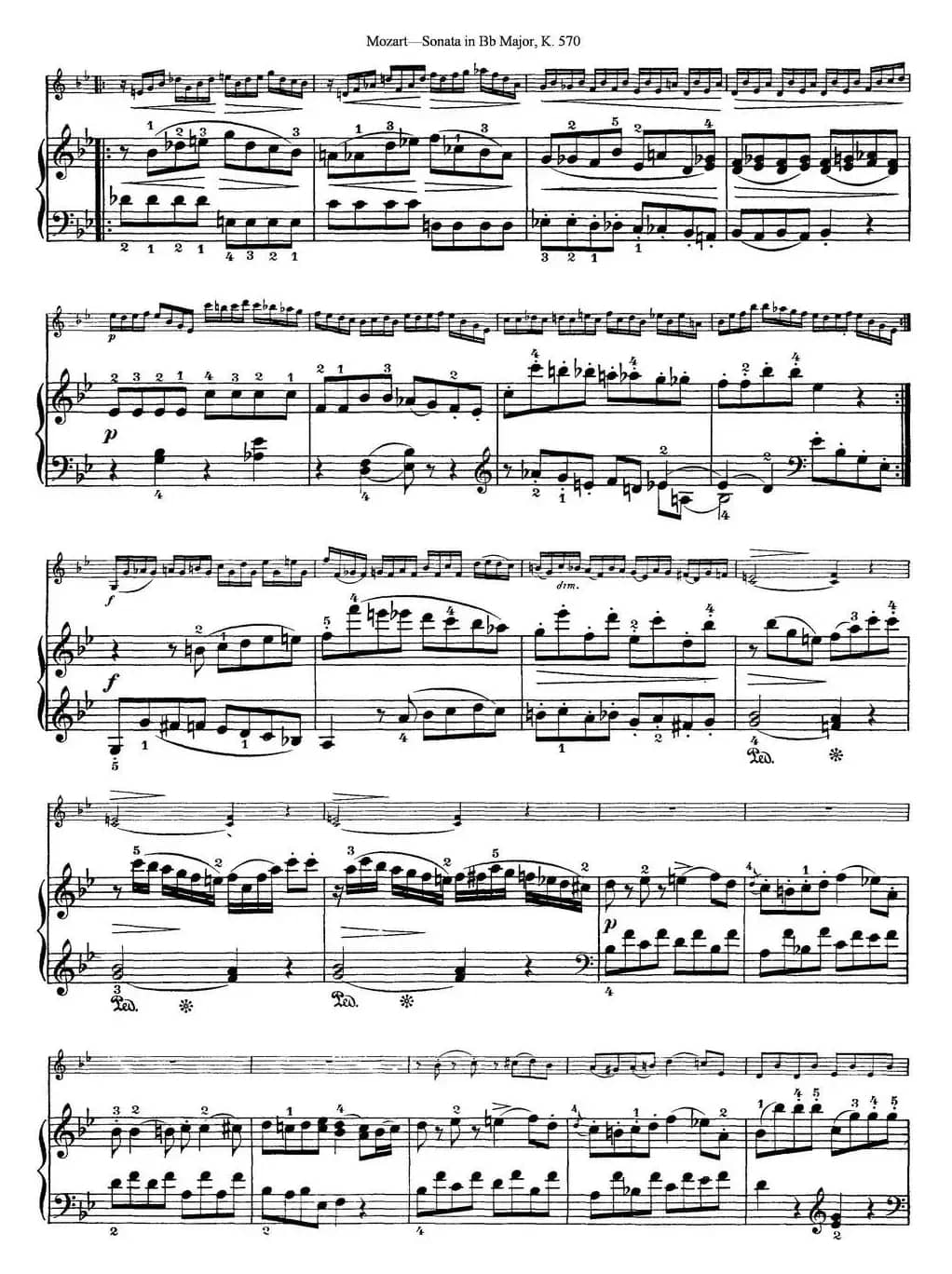 Violin Sonata in Bb Major K.570（小提琴+钢琴伴奏）