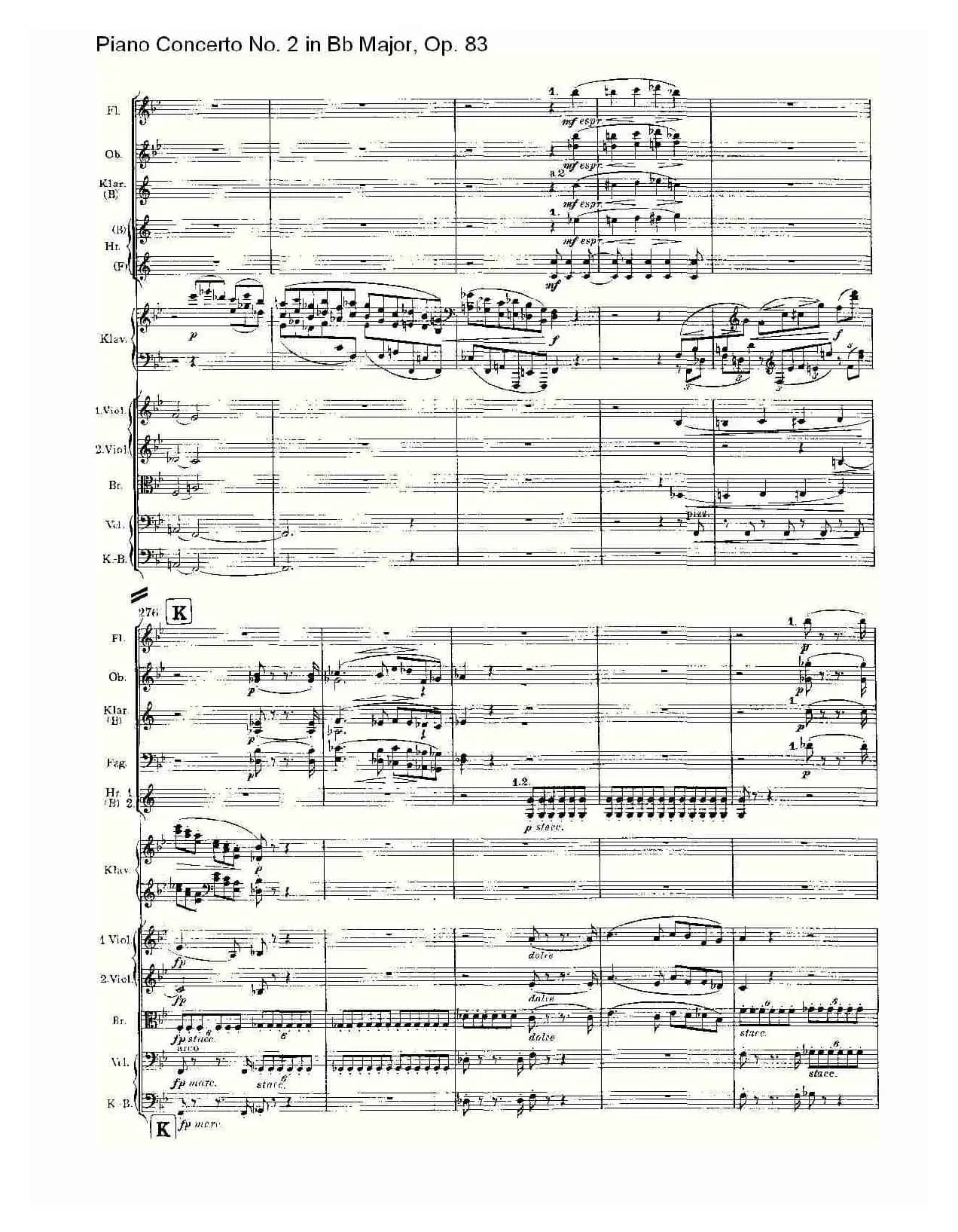Bb大调钢琴第二协奏曲, Op.83第一乐章（一）